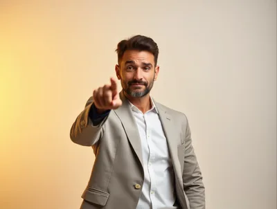 Professional Man Pointing Directly At Camera