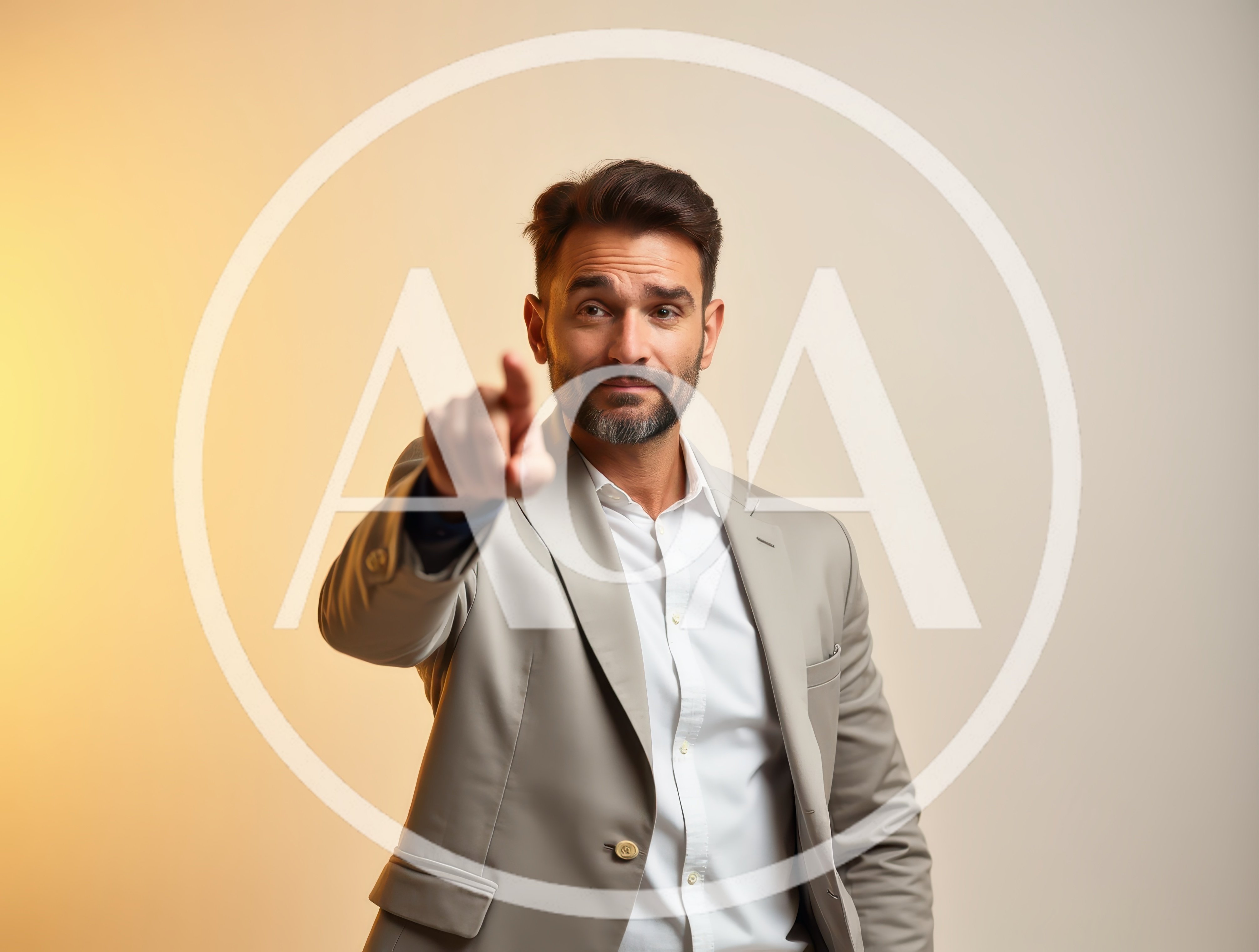 Professional Man Pointing Directly At Camera
