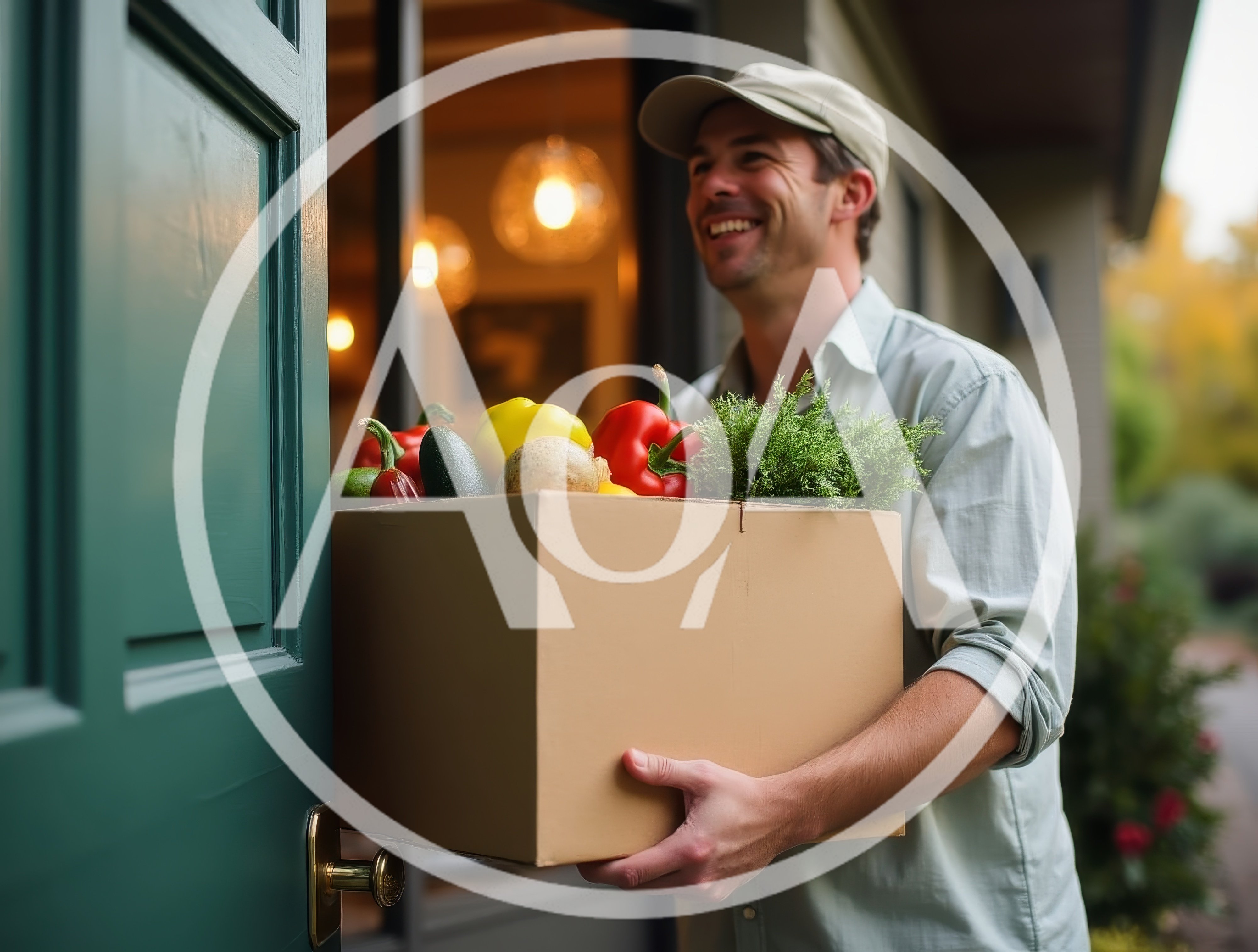 Delivery Man Bringing Fresh Vegetables To A House