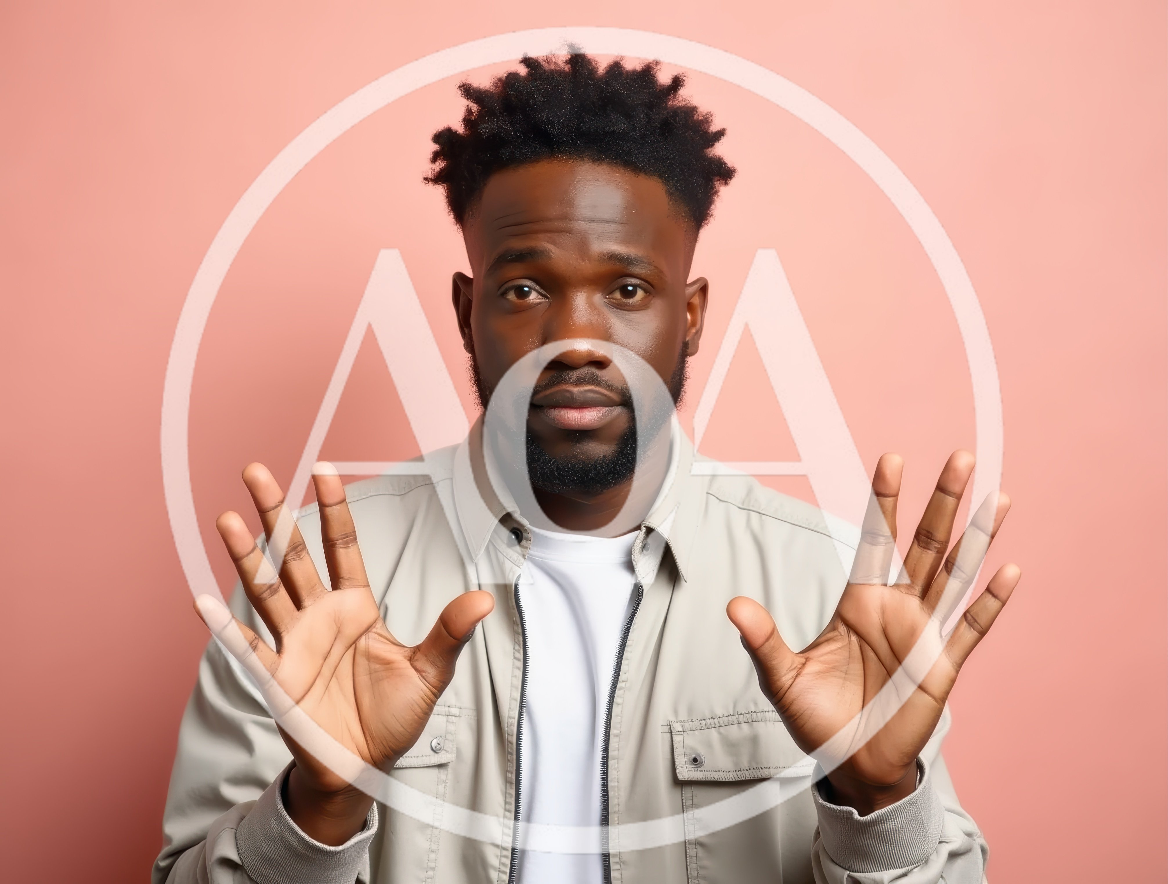Young Black Man Holding Up Both Hands