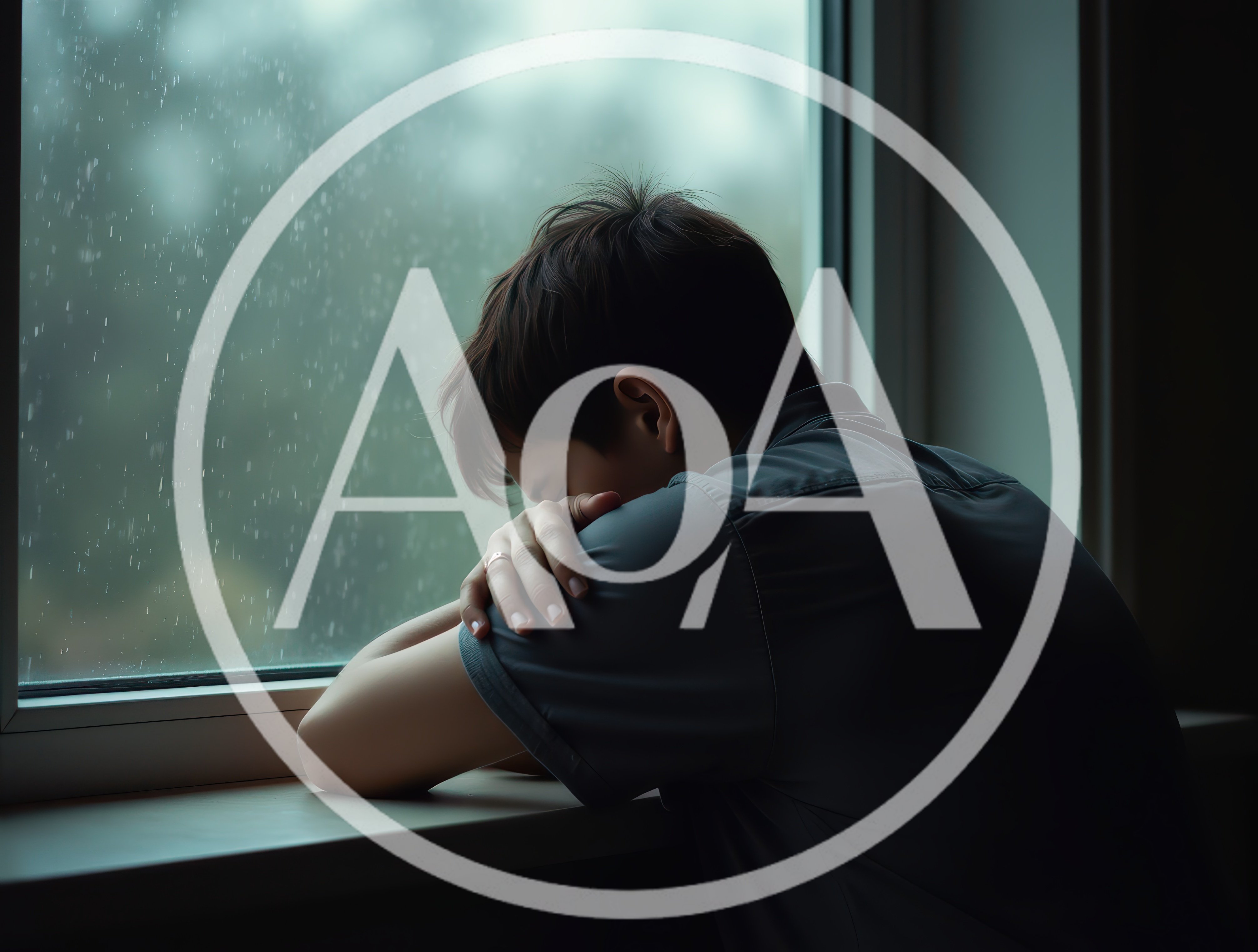 Sad Young Man Leaning Against Window During Rain