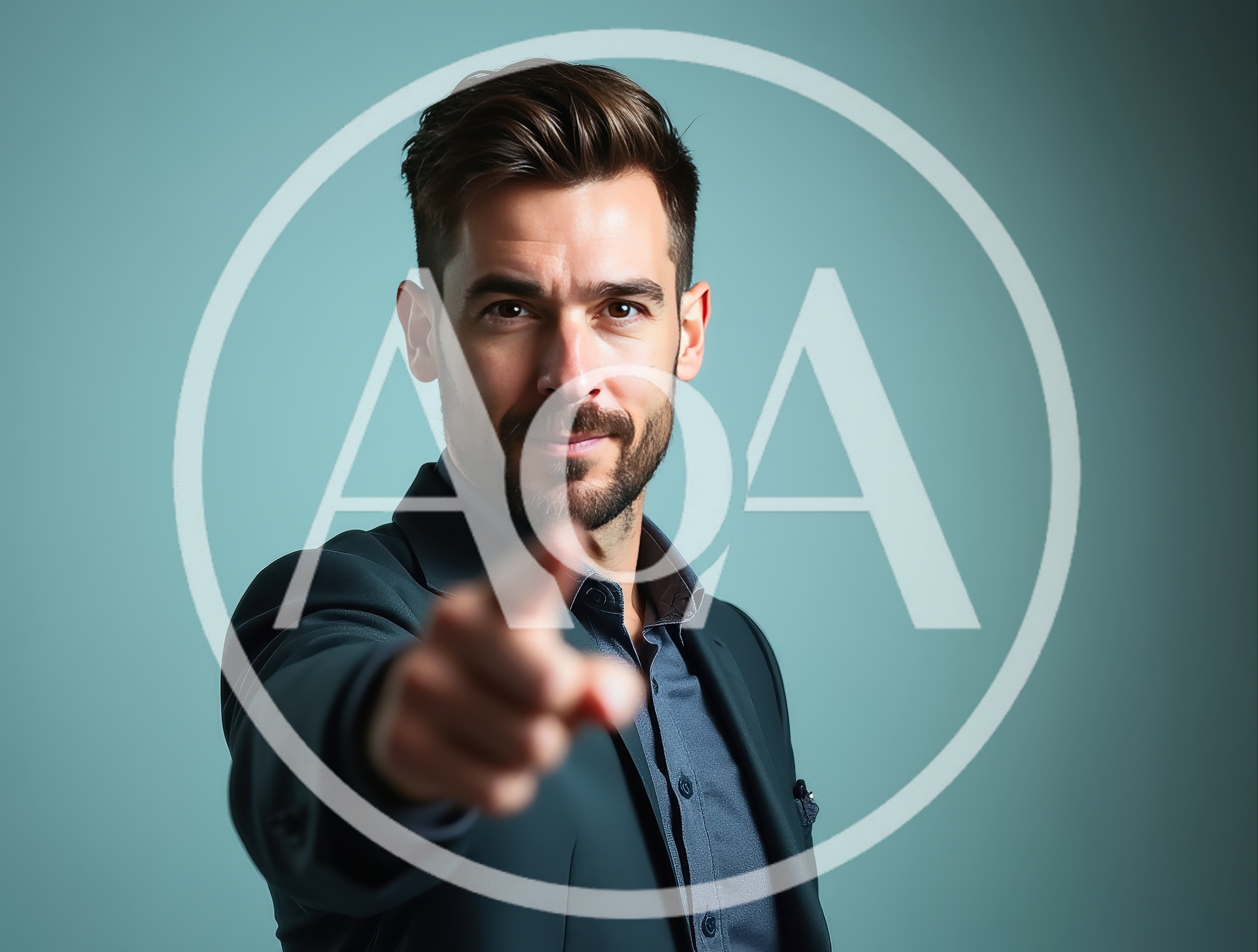 Professional Man Pointing Directly At Camera