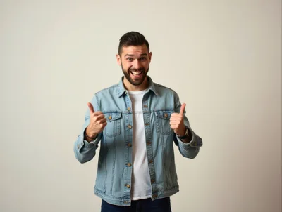 Happy Man Giving Double Thumbs Up