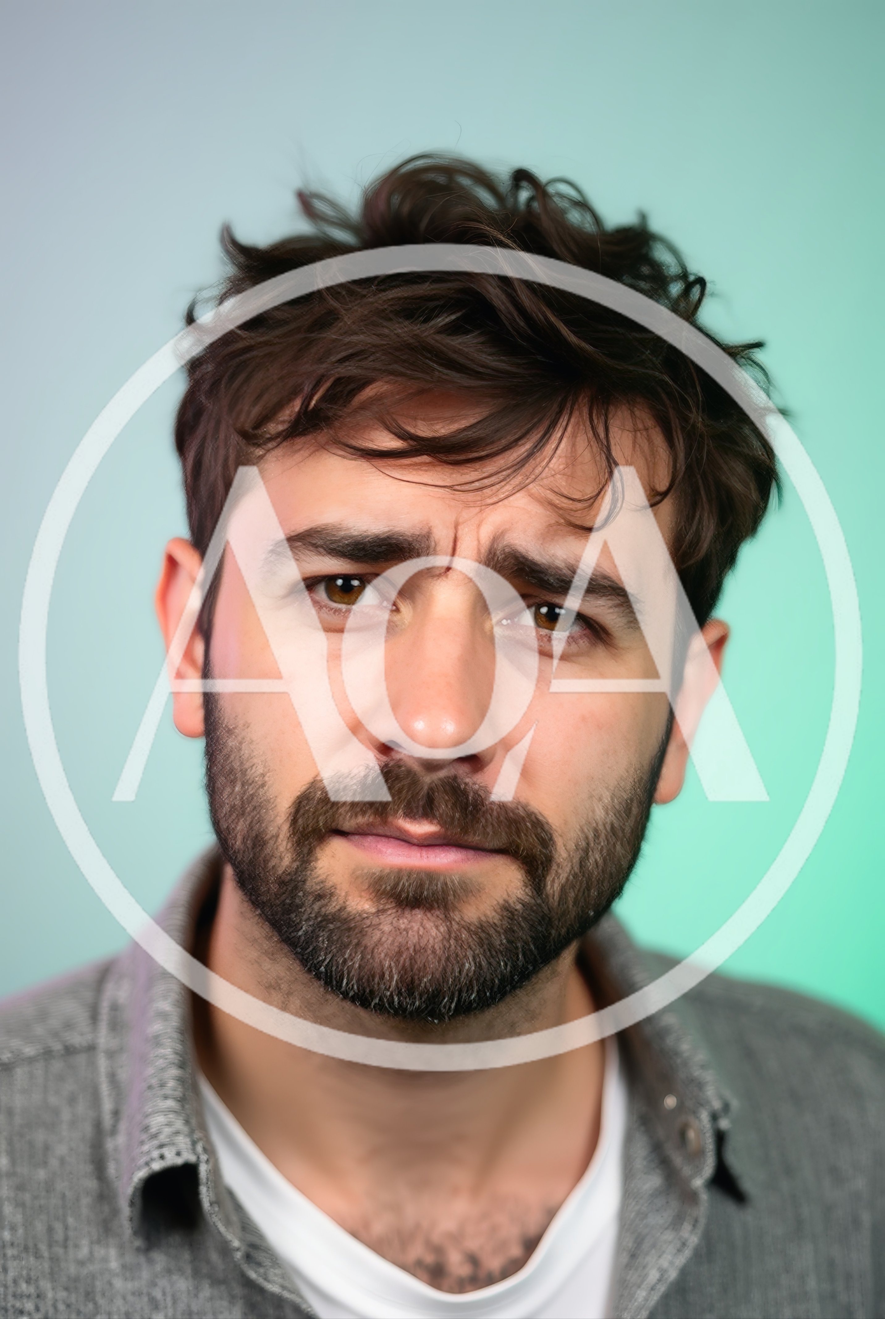 Portrait Of A Concerned Man With A Beard