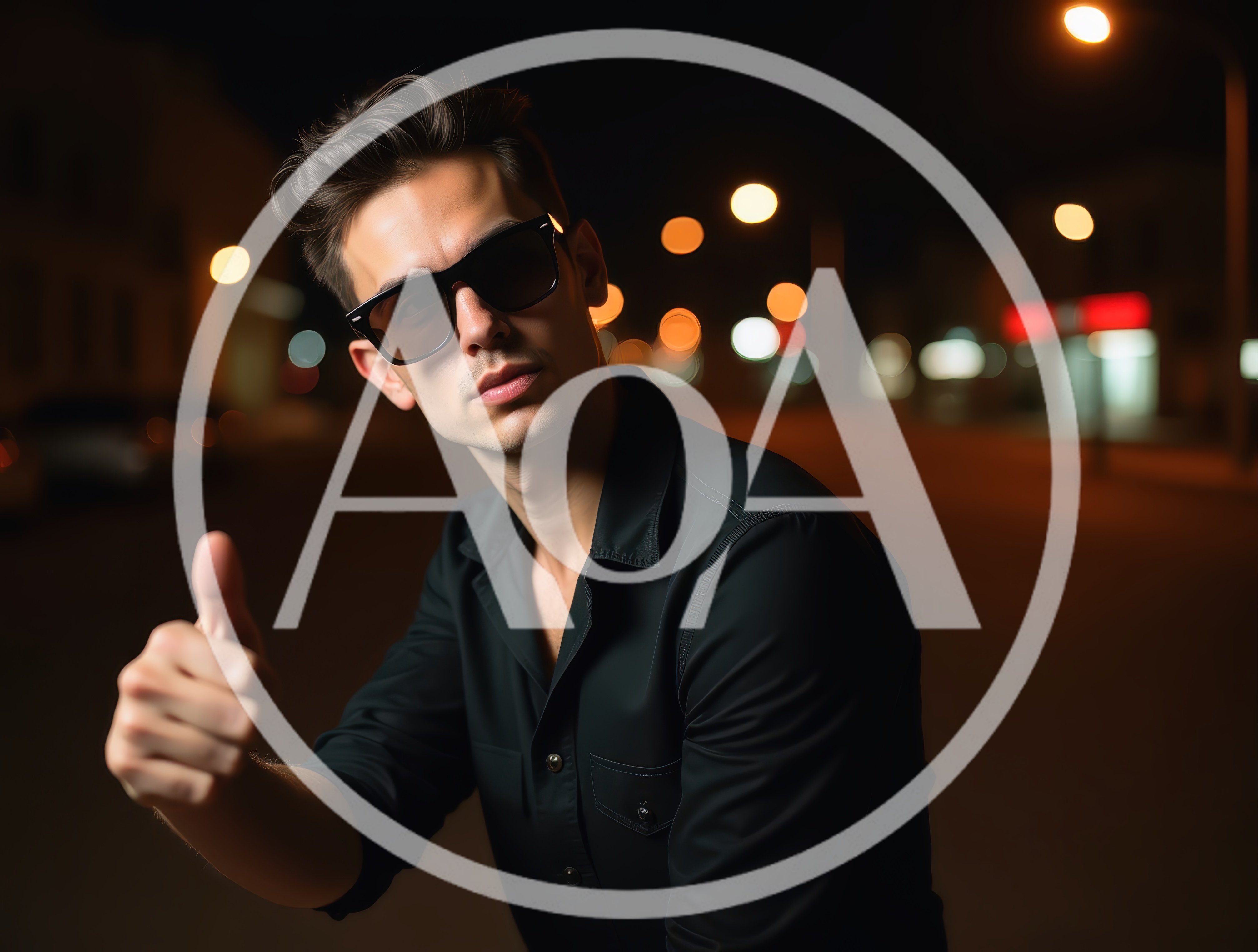 Stylish Young Man Giving Thumbs Up At Night