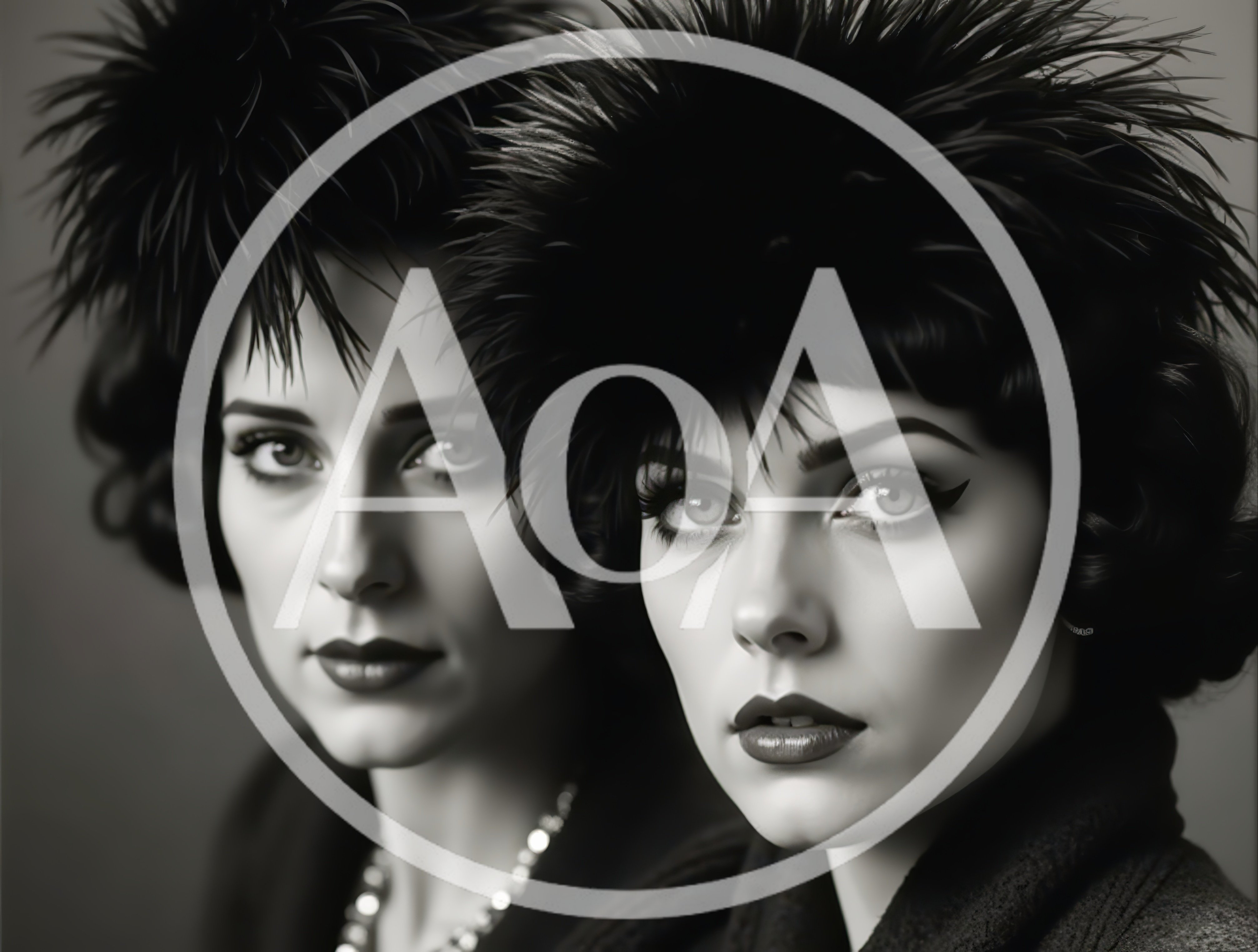 Portrait Of Two Elegant Women With Feathered Hair