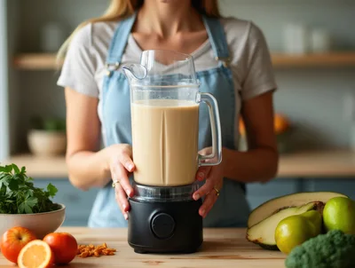 Woman Preparing Healthy Smoothie In Kitchen