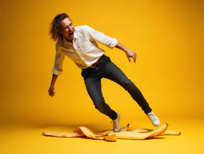 Man Slipping On A Banana Peel
