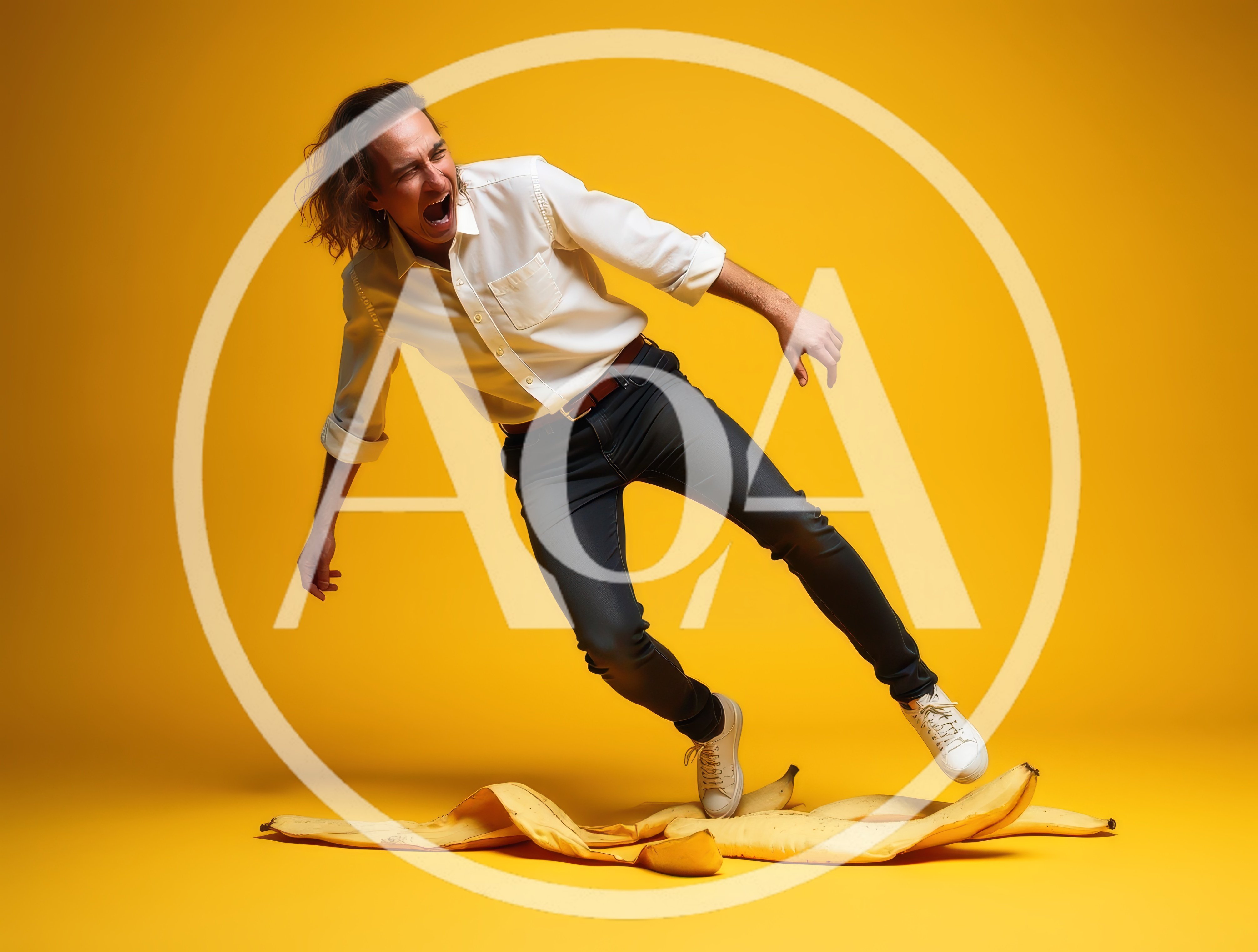 Man Slipping On A Banana Peel