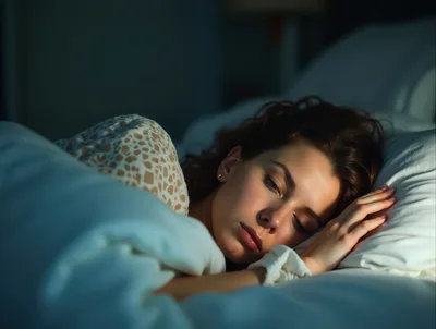 Young Woman Sleeping Peacefully In Bed At Night
