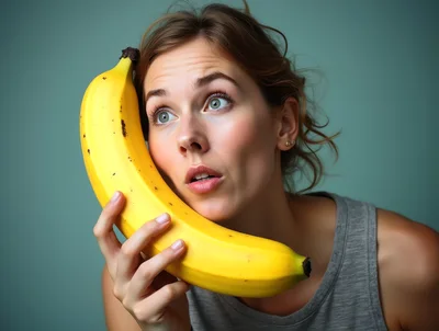 Woman Holding A Banana Like A Telephone