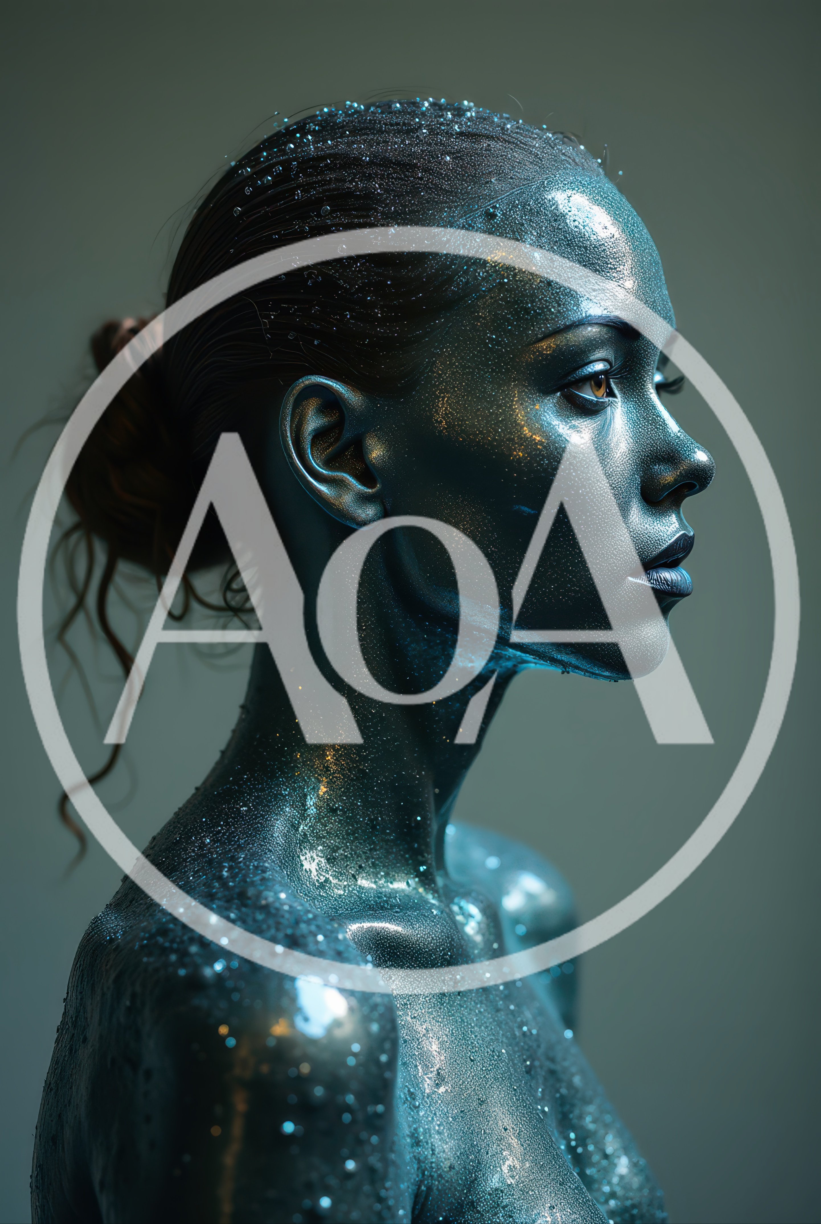 Portrait Of A Woman With Metallic Blue Skin