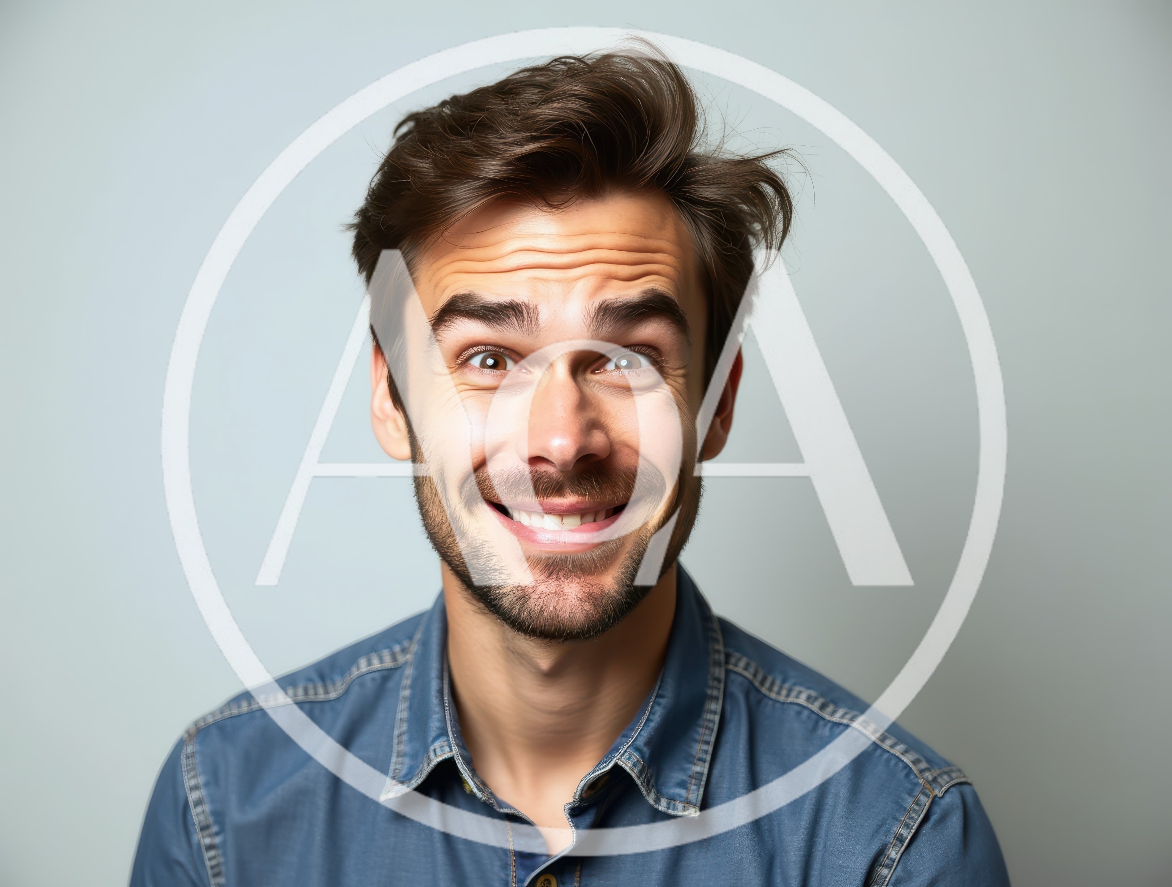 Portrait Of A Man With An Expressive Surprised Smile