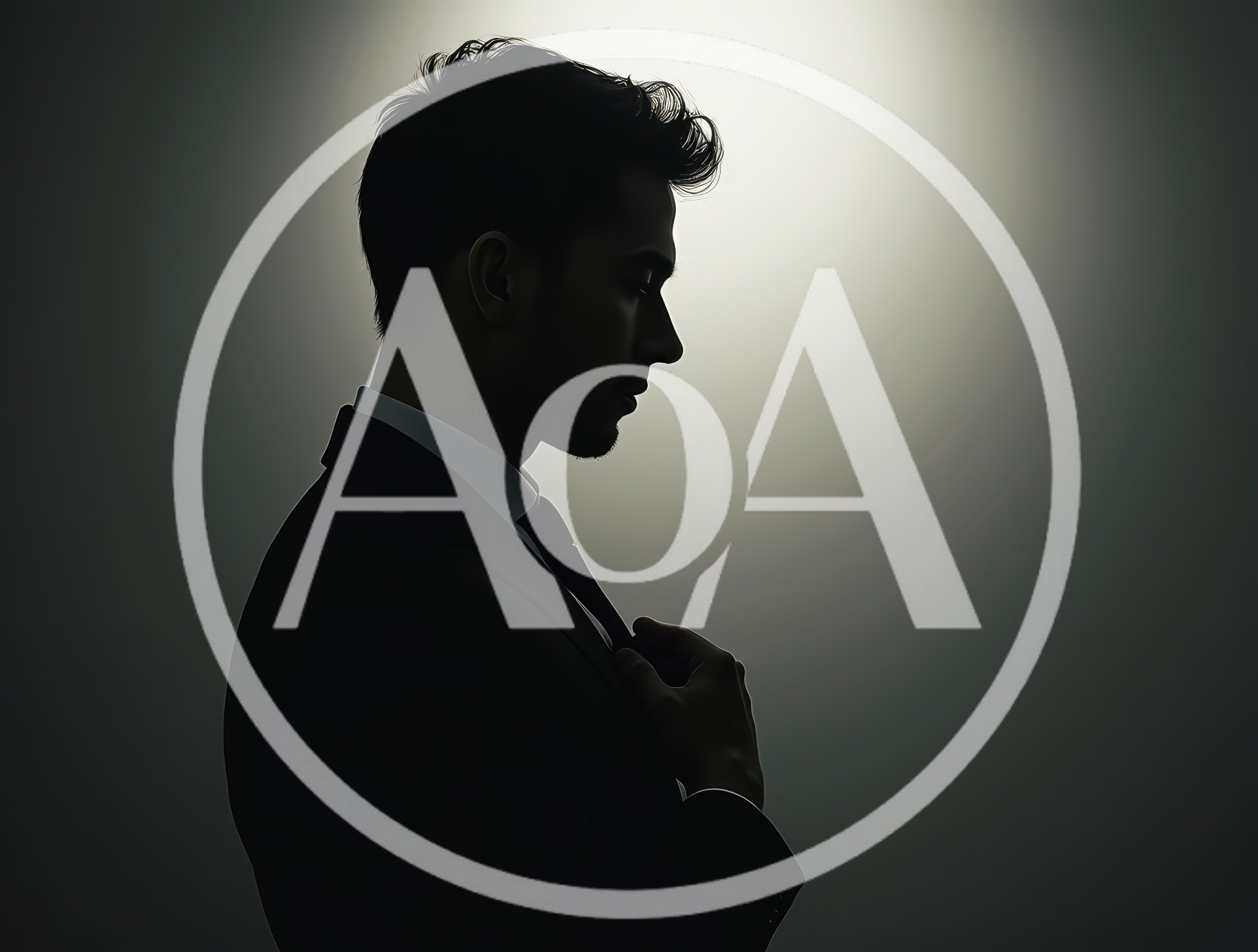 Silhouette Of A Businessman Adjusting His Tie