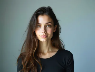 Portrait Of A Young Woman With Long Brown Hair