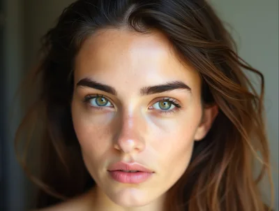 Portrait Of A Young Woman With Green Eyes