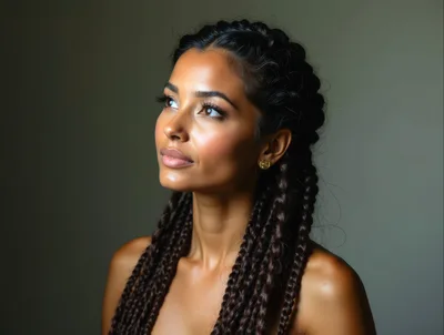 Portrait Of A Beautiful Woman With Braided Hair