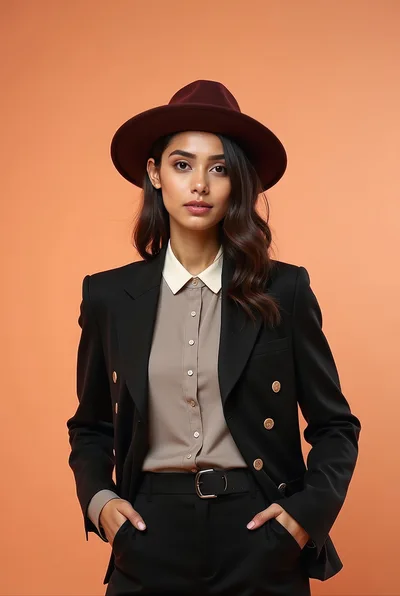 Professional Woman Wearing A Fedora And Black Blazer