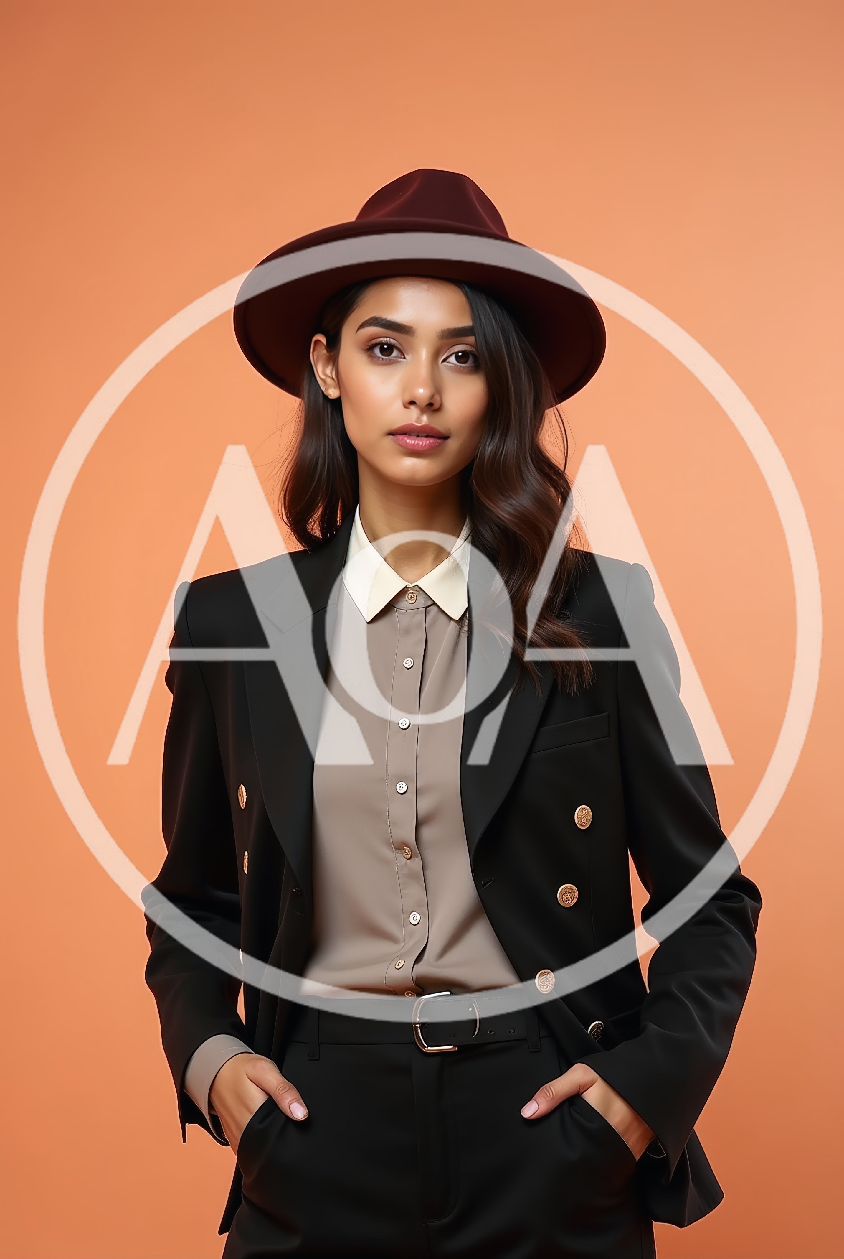 Professional Woman Wearing A Fedora And Black Blazer