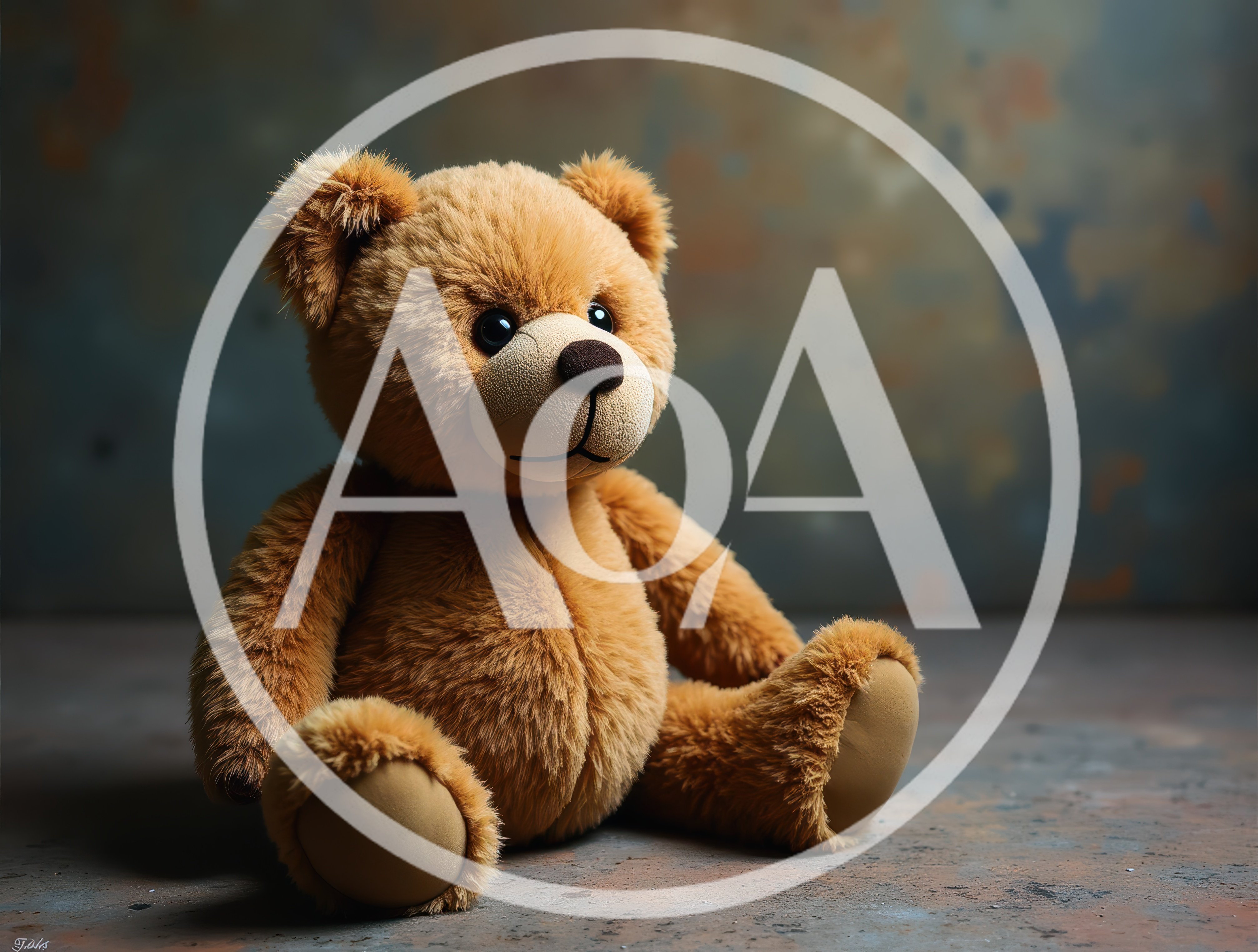 Brown Teddy Bear Sitting on Textured Surface