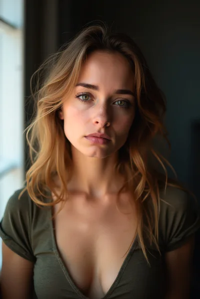 Portrait Of A Young Woman With Green Eyes