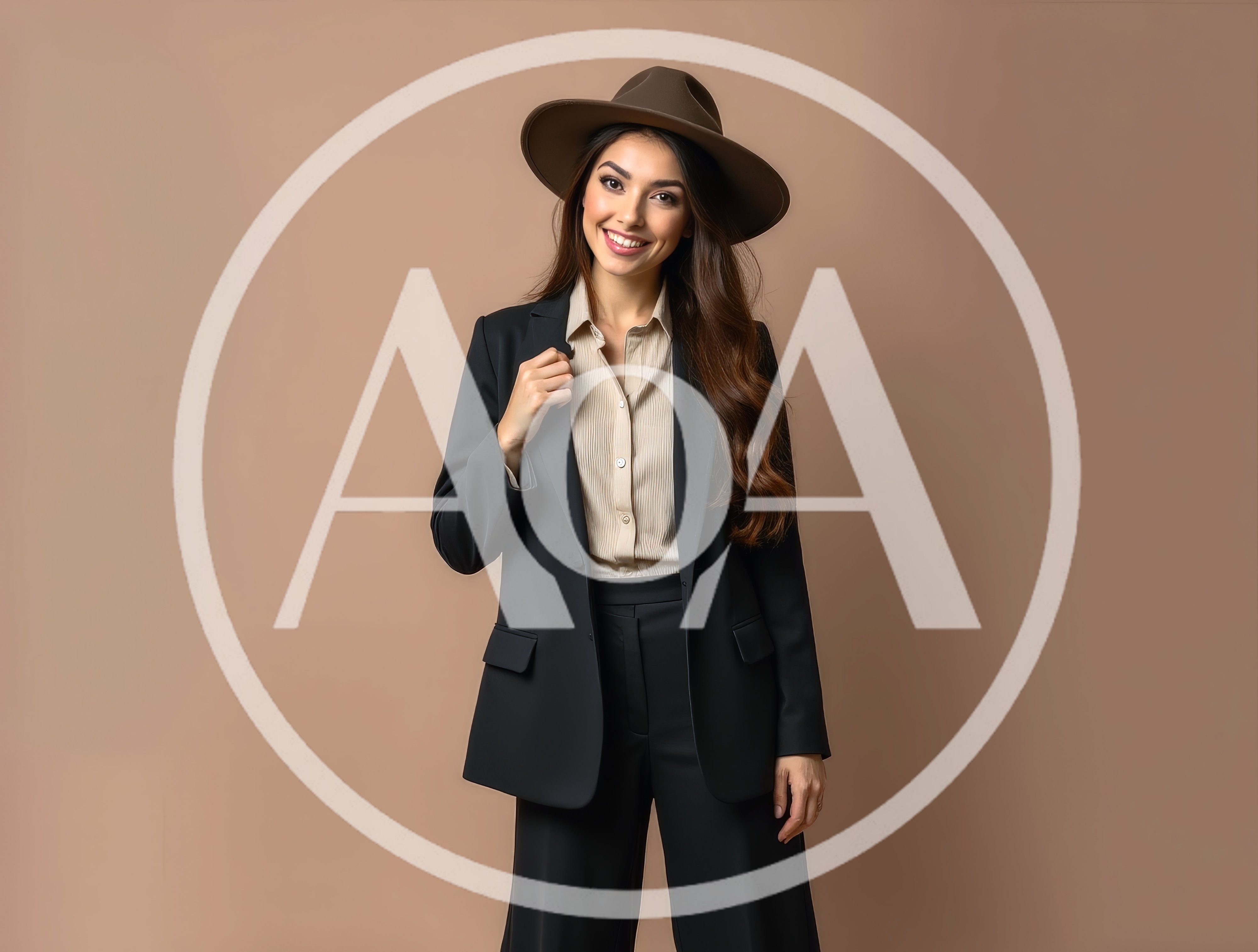 Stylish Woman Wearing A Fedora And Black Suit