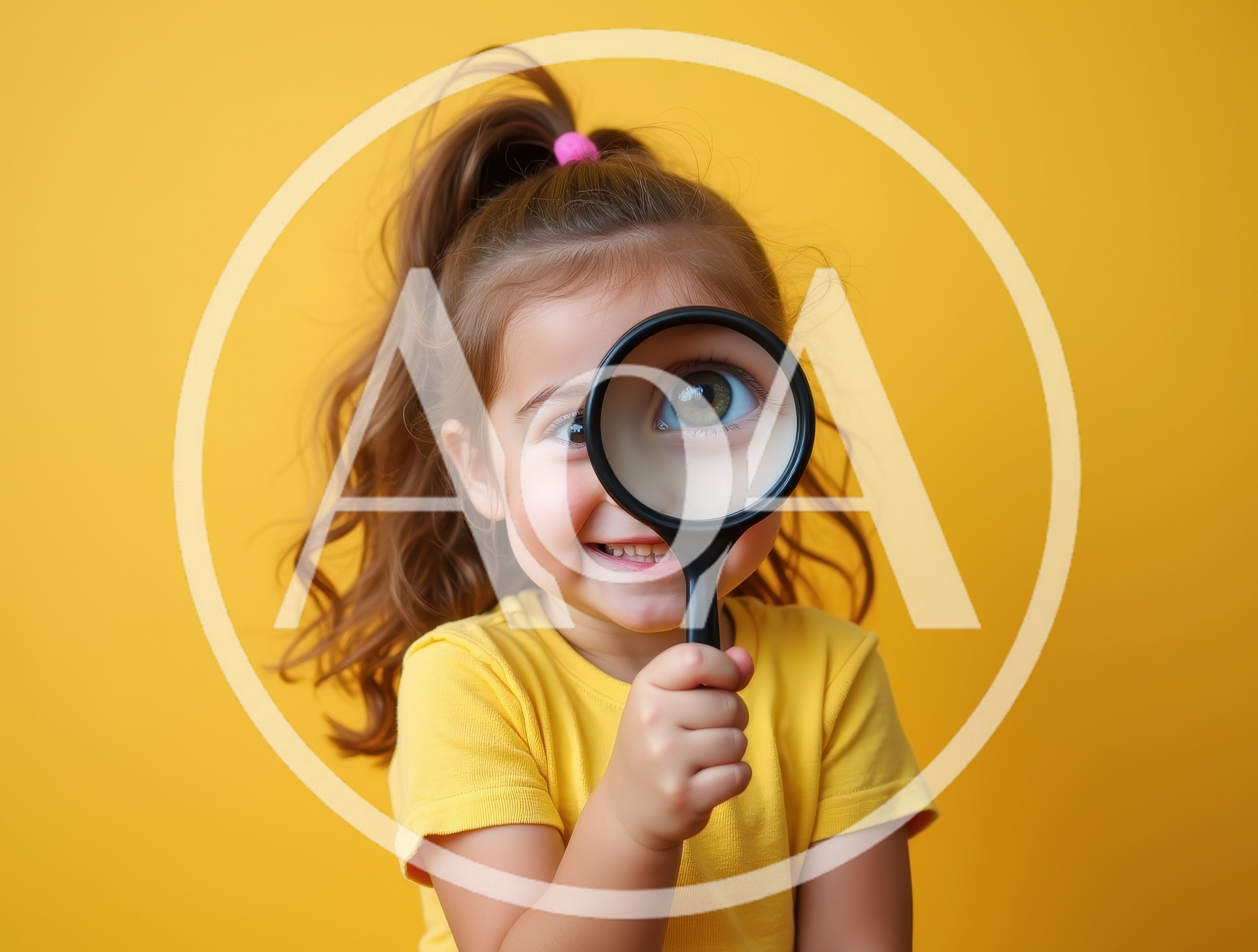 Little Girl Looking Through A Magnifying Glass