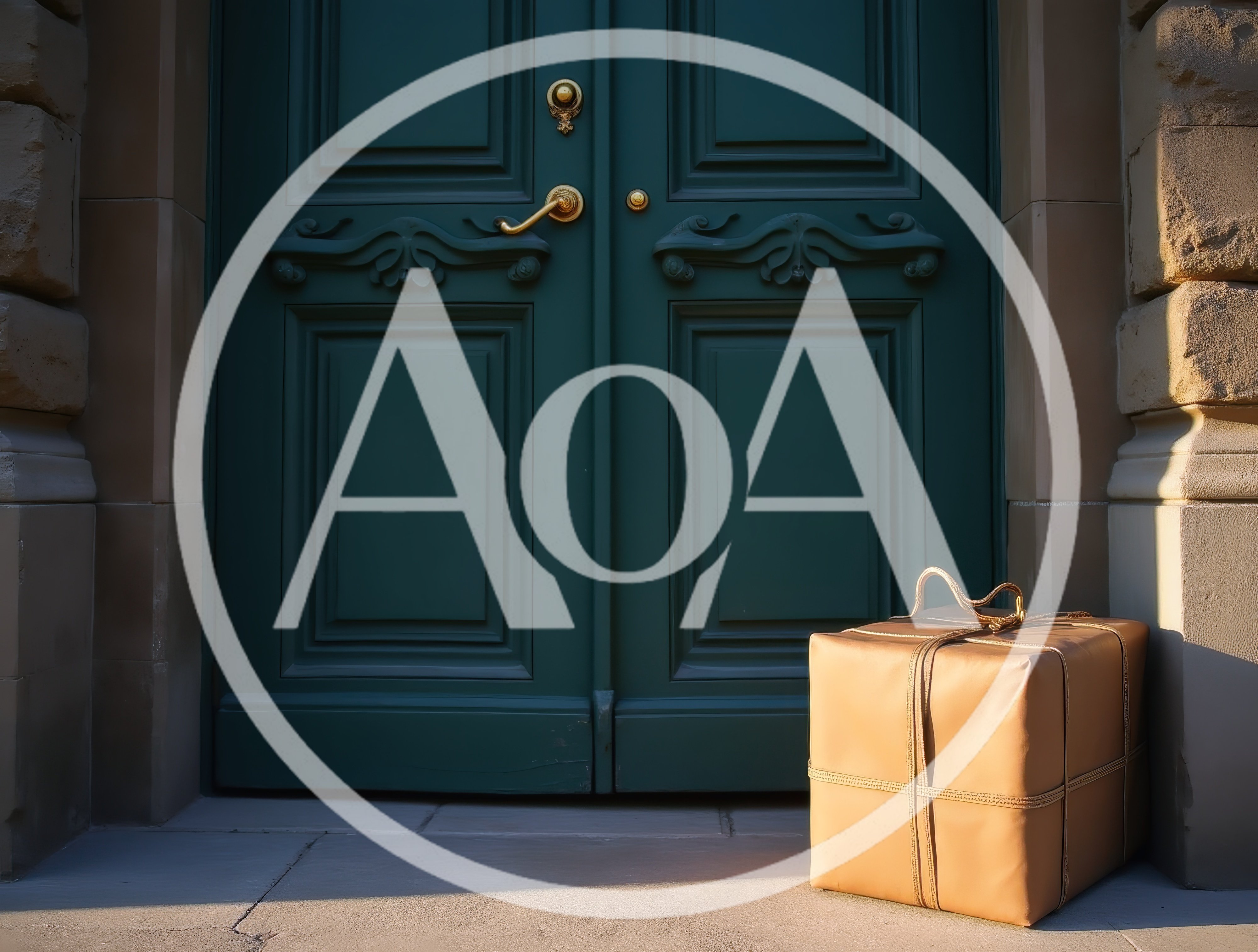 Gift Box Placed Before A Classic Green Door