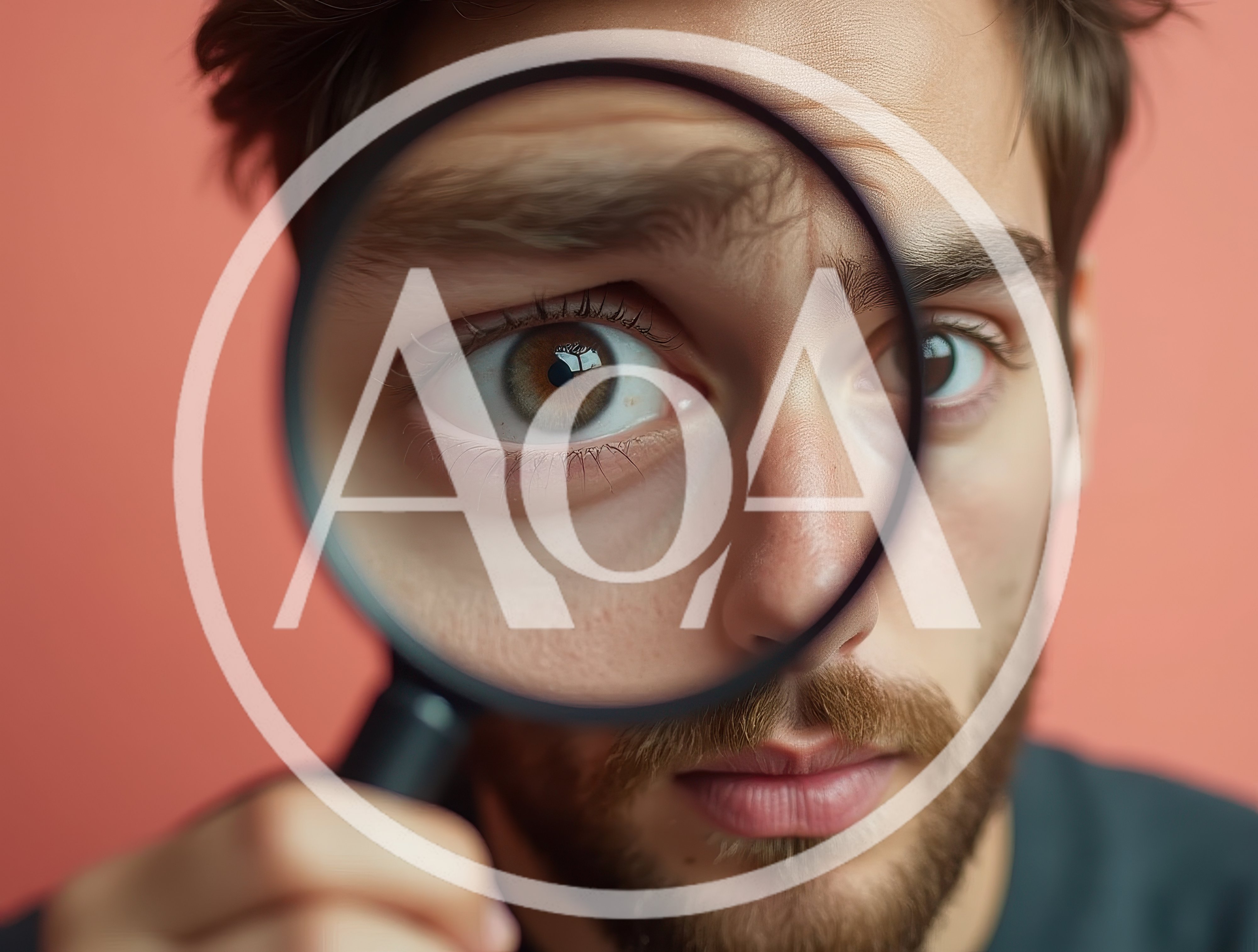 Man Examining Eye Through A Magnifying Glass