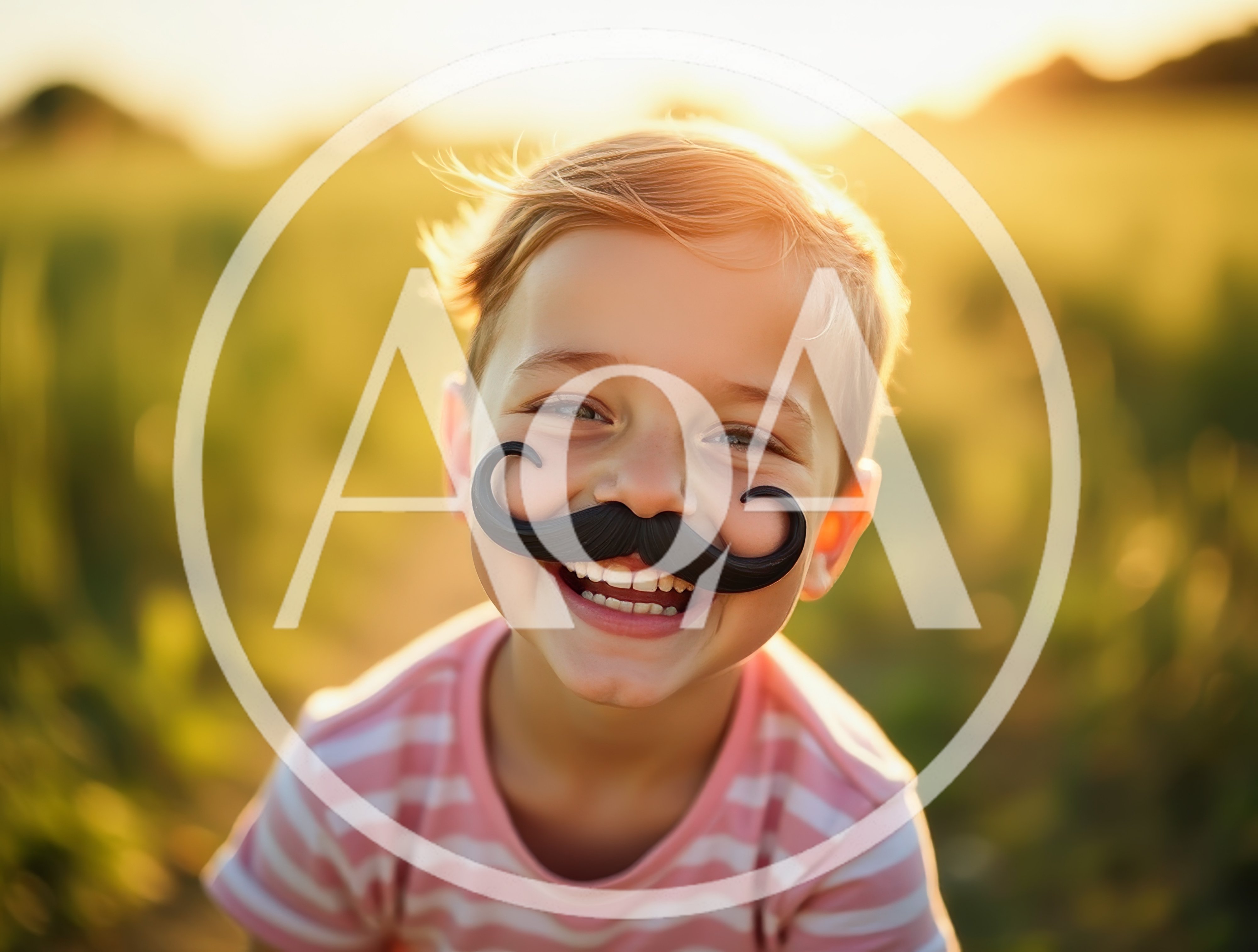 Happy Young Boy Wearing A Fake Mustache