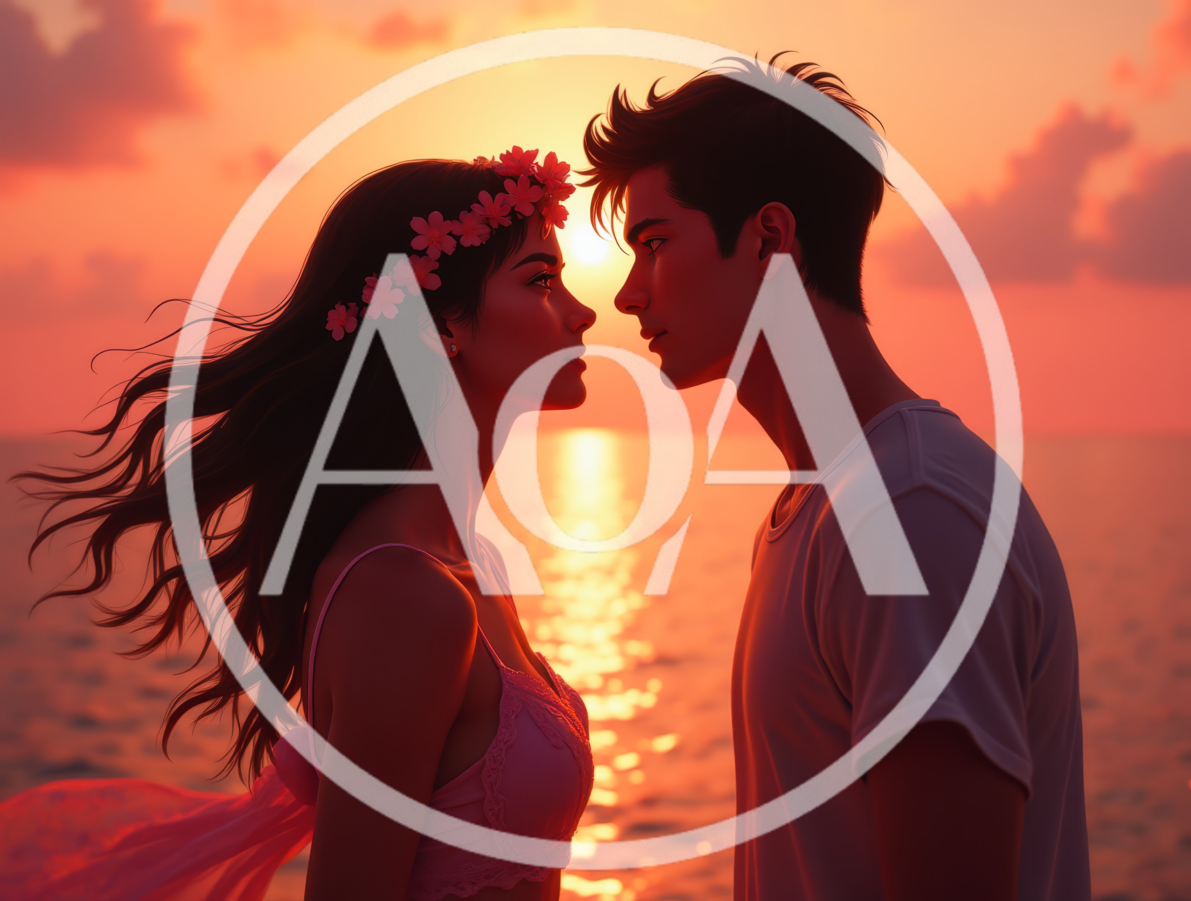 Young Couple Gazing At Each Other During Sunset