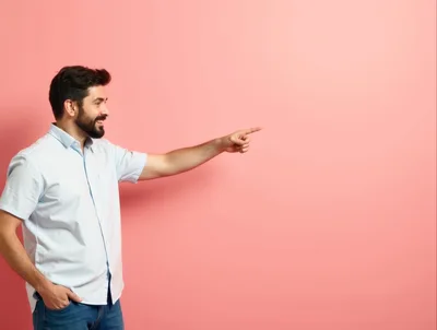 Bearded Man Pointing To The Side