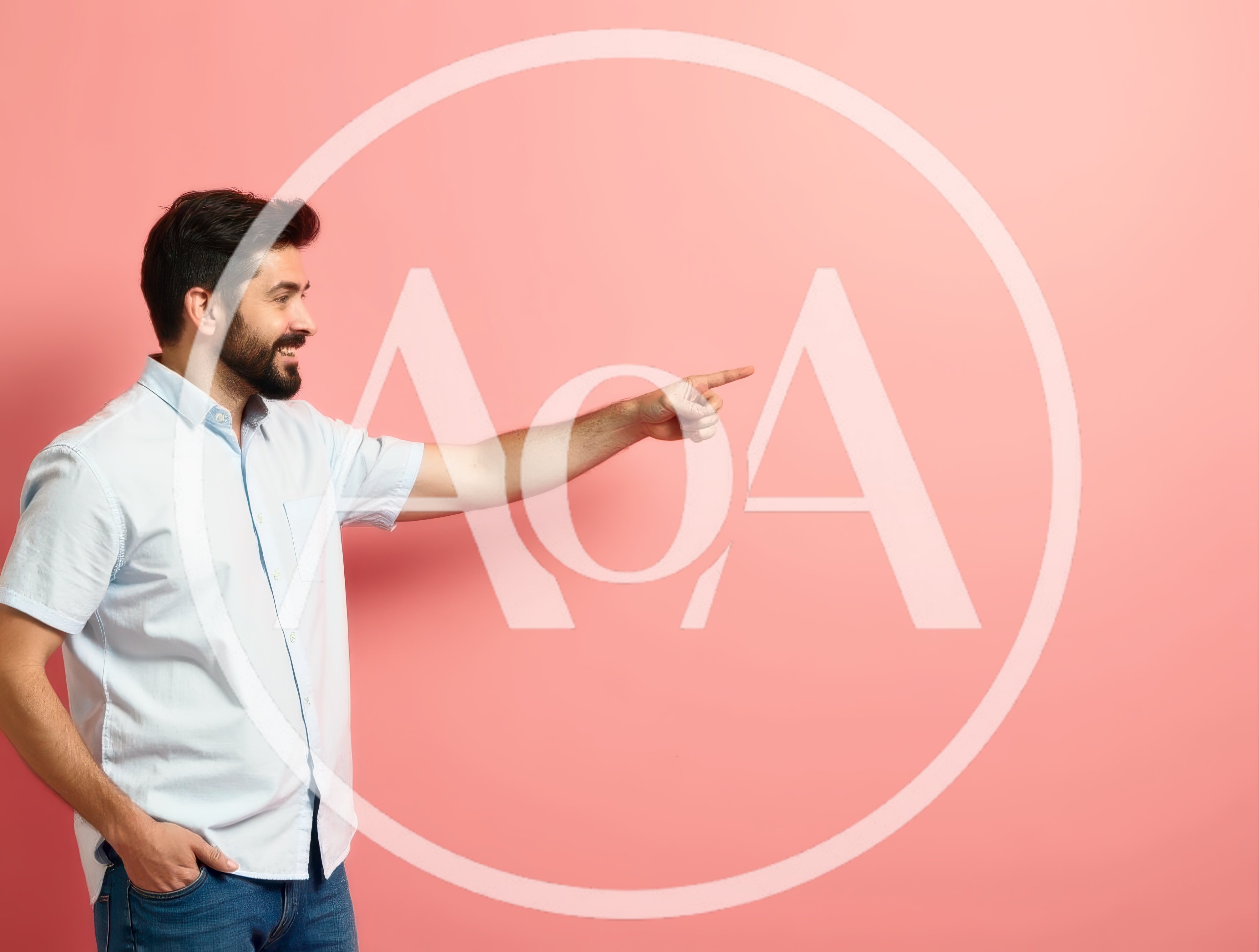 Bearded Man Pointing To The Side