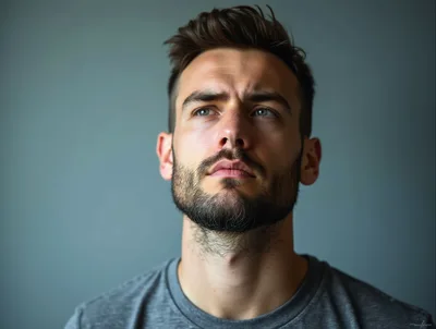 Portrait Of A Thoughtful Young Man With A Beard