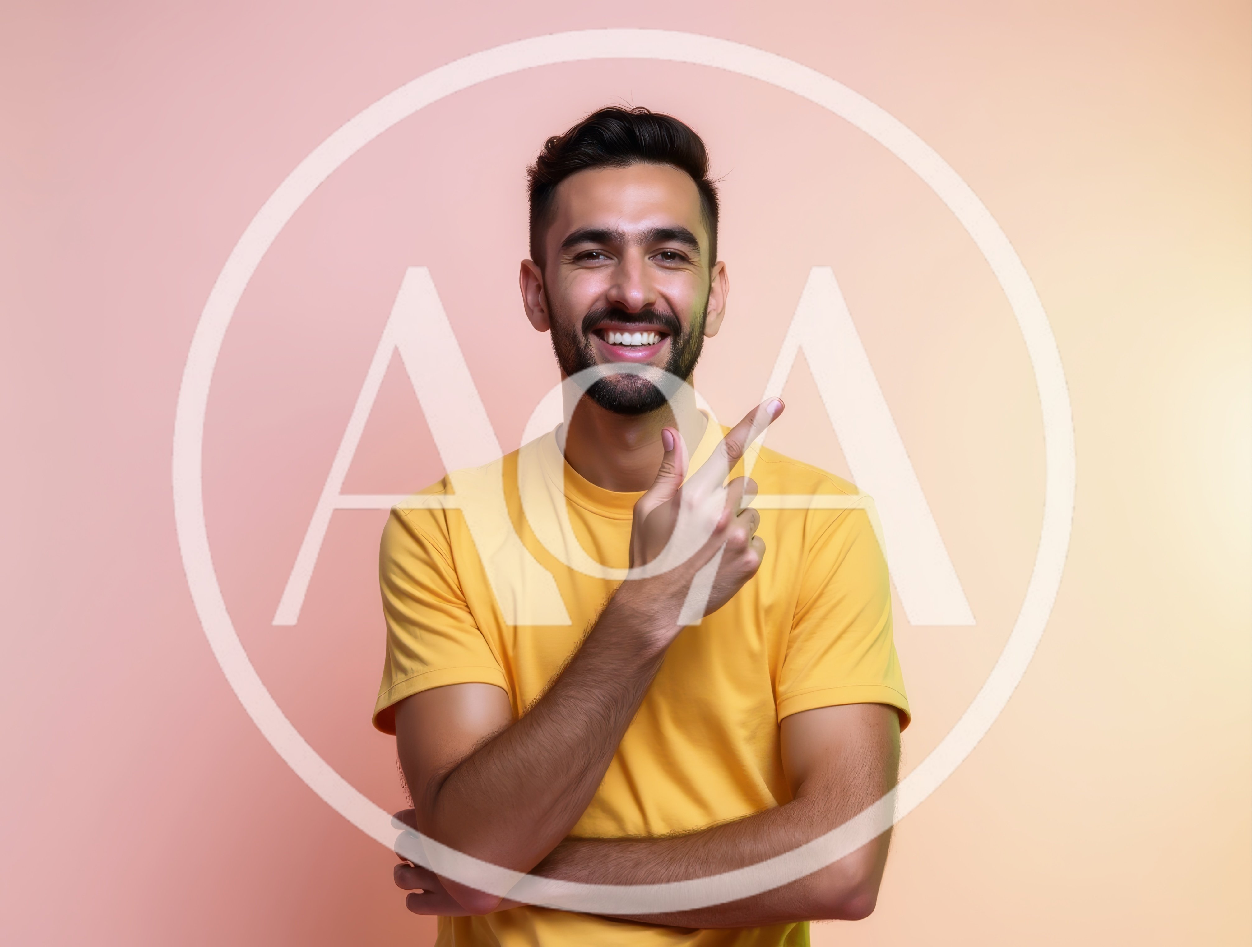 Smiling Young Man Pointing To The Side