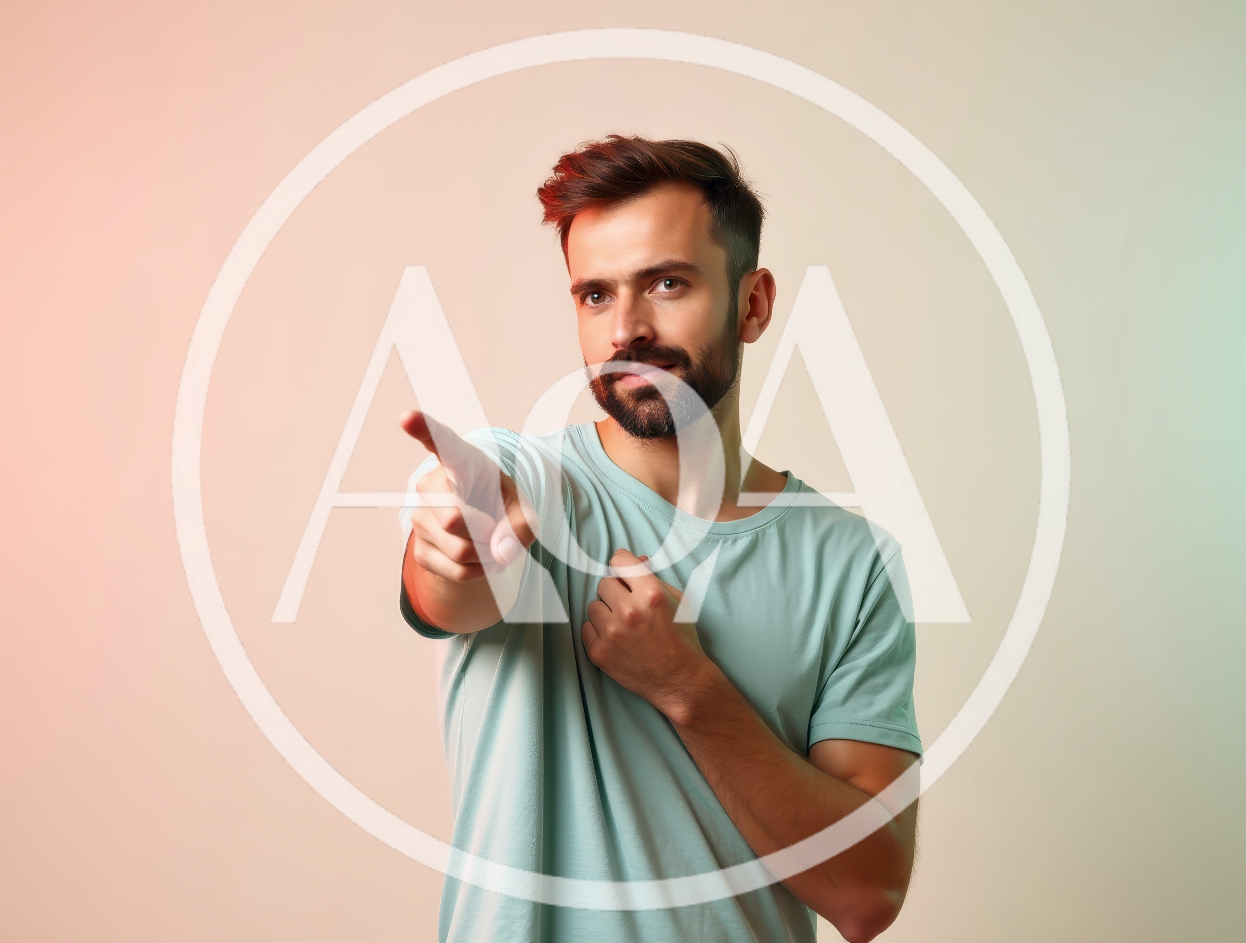 Young Man Pointing Forward With Confident Expression