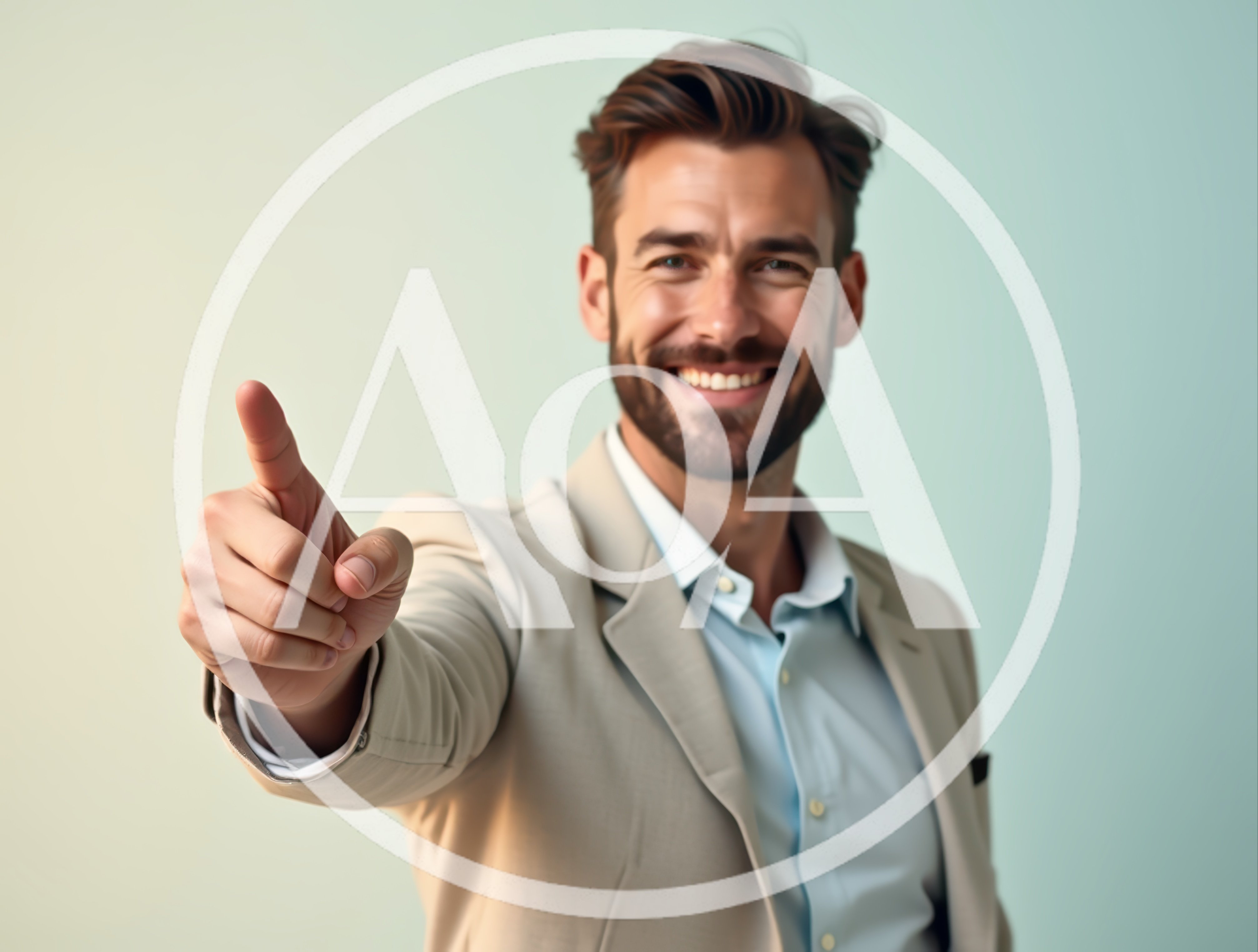 Smiling Businessman Pointing Forward At Camera