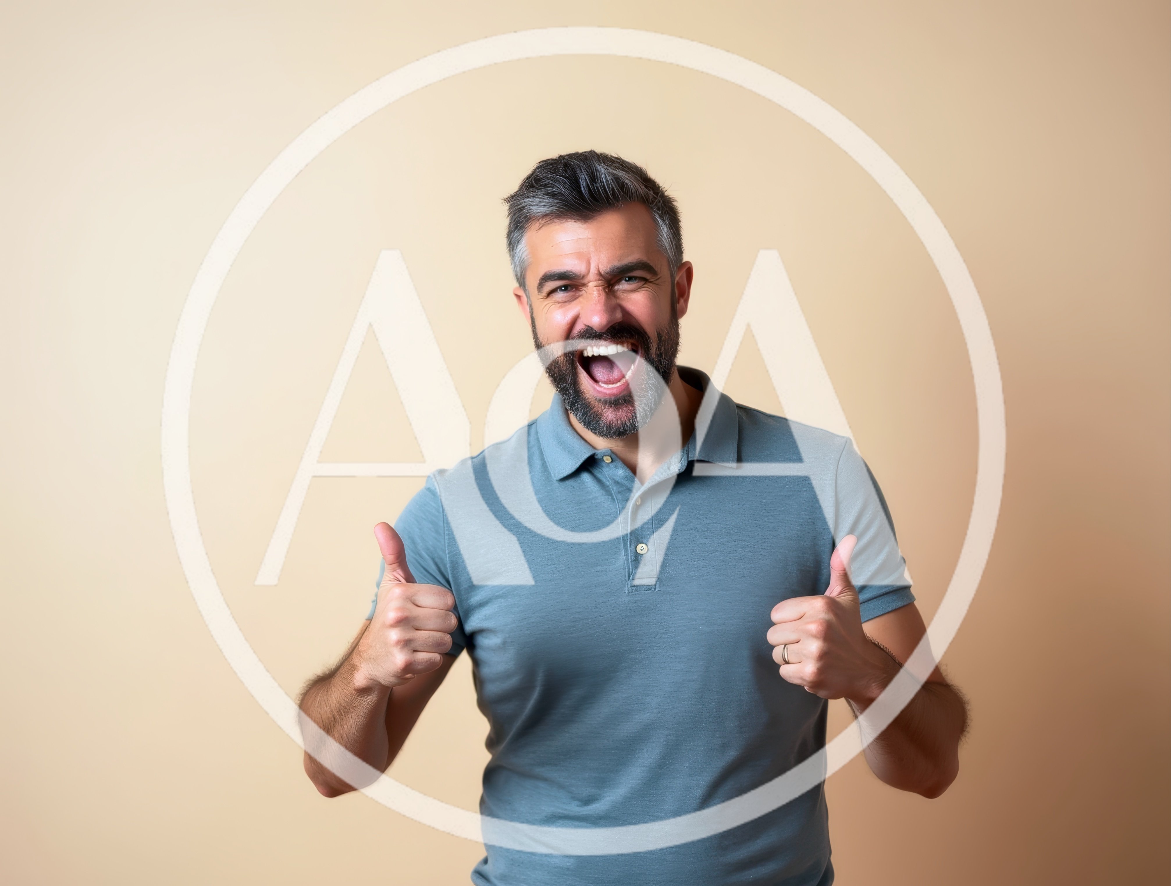 Excited Man Giving Double Thumbs Up