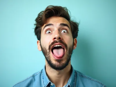 Young Man Making A Silly Face With Tongue Out