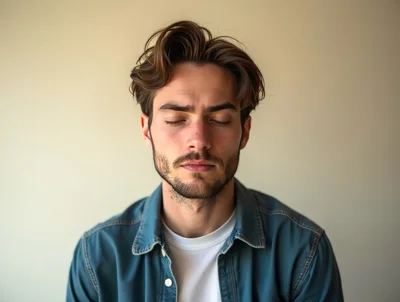 Young Man With Eyes Closed Meditating