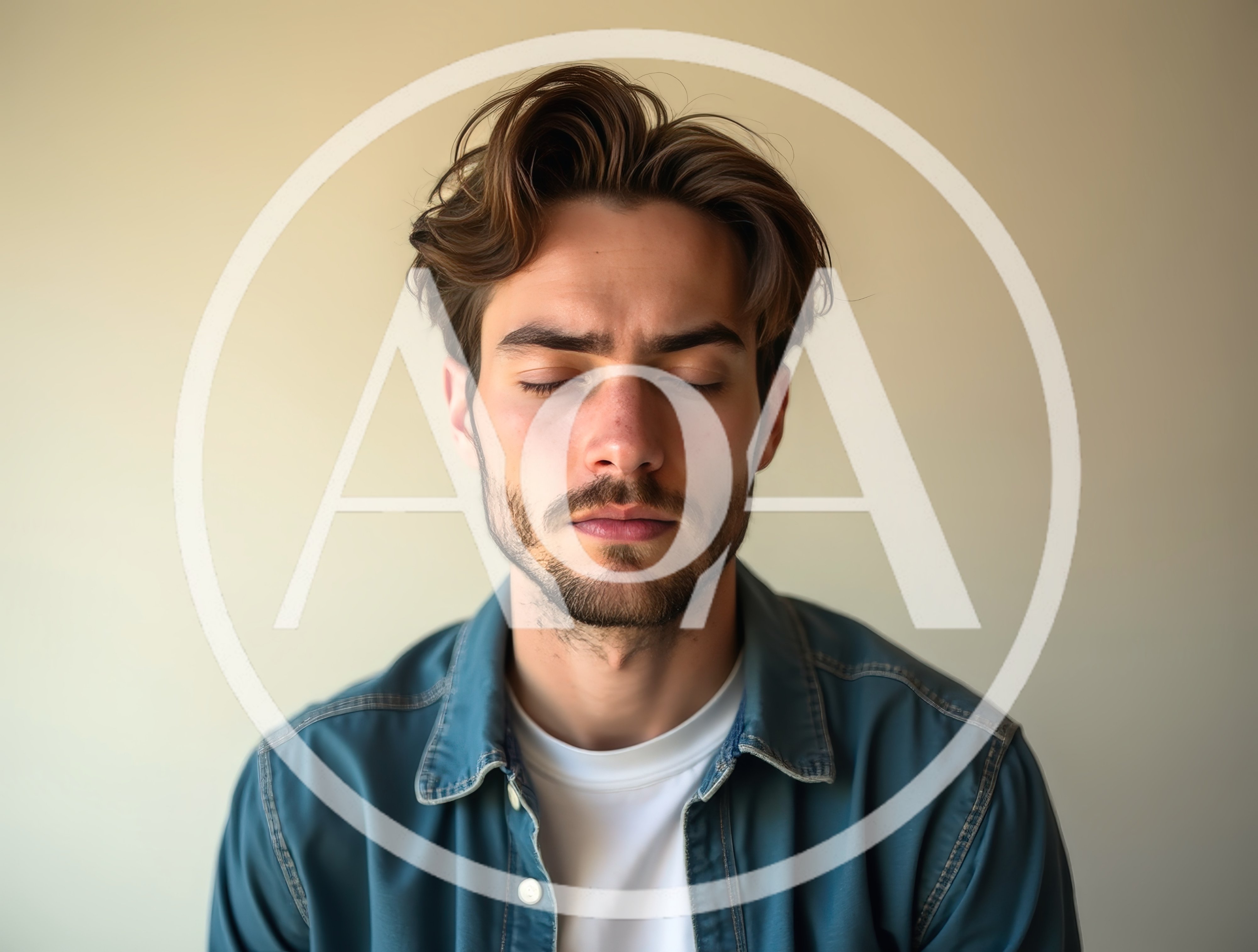 Young Man With Eyes Closed Meditating