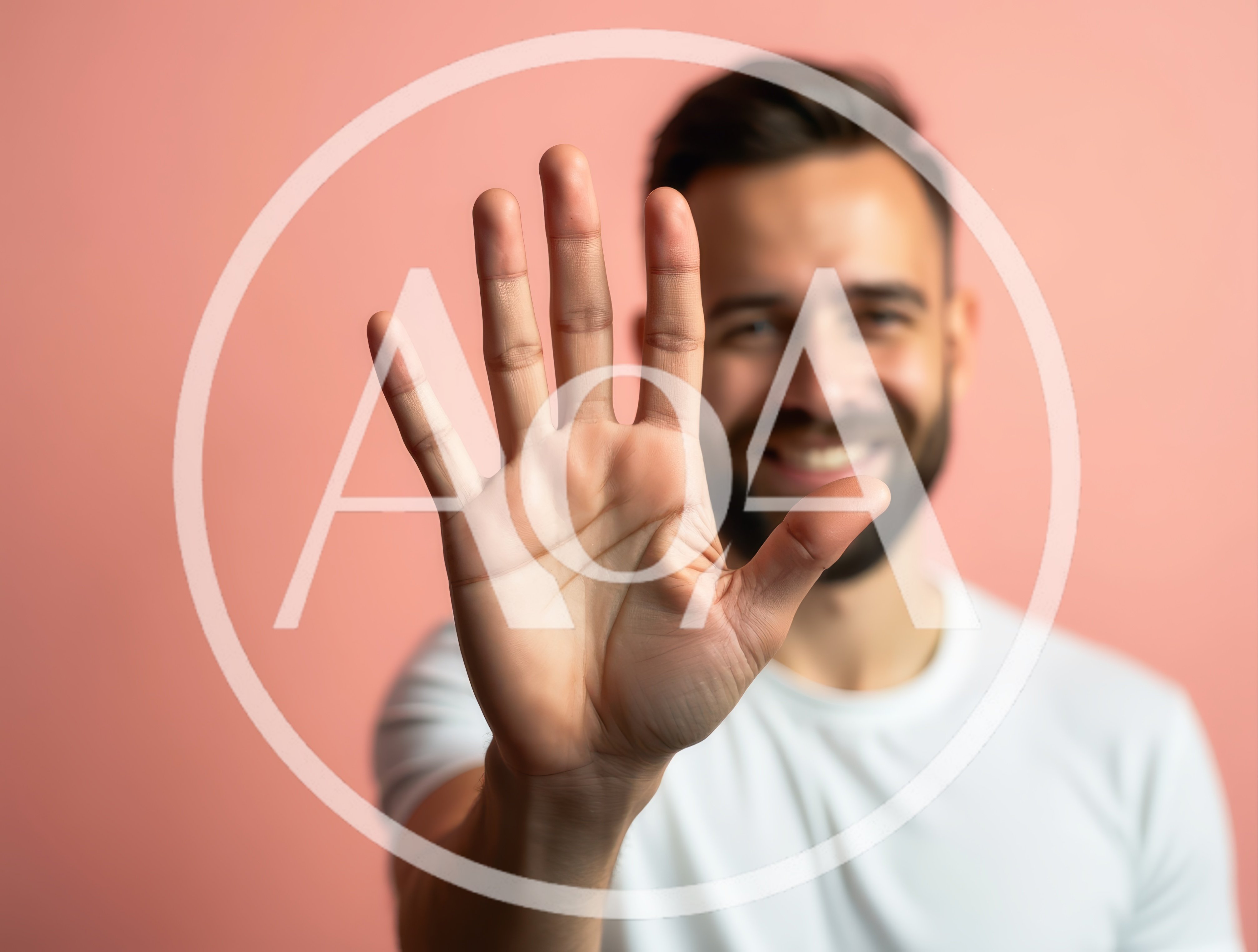 Man Showing Open Palm Hand Gesture