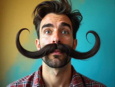 Man With Elaborate Curled Handlebar Mustache
