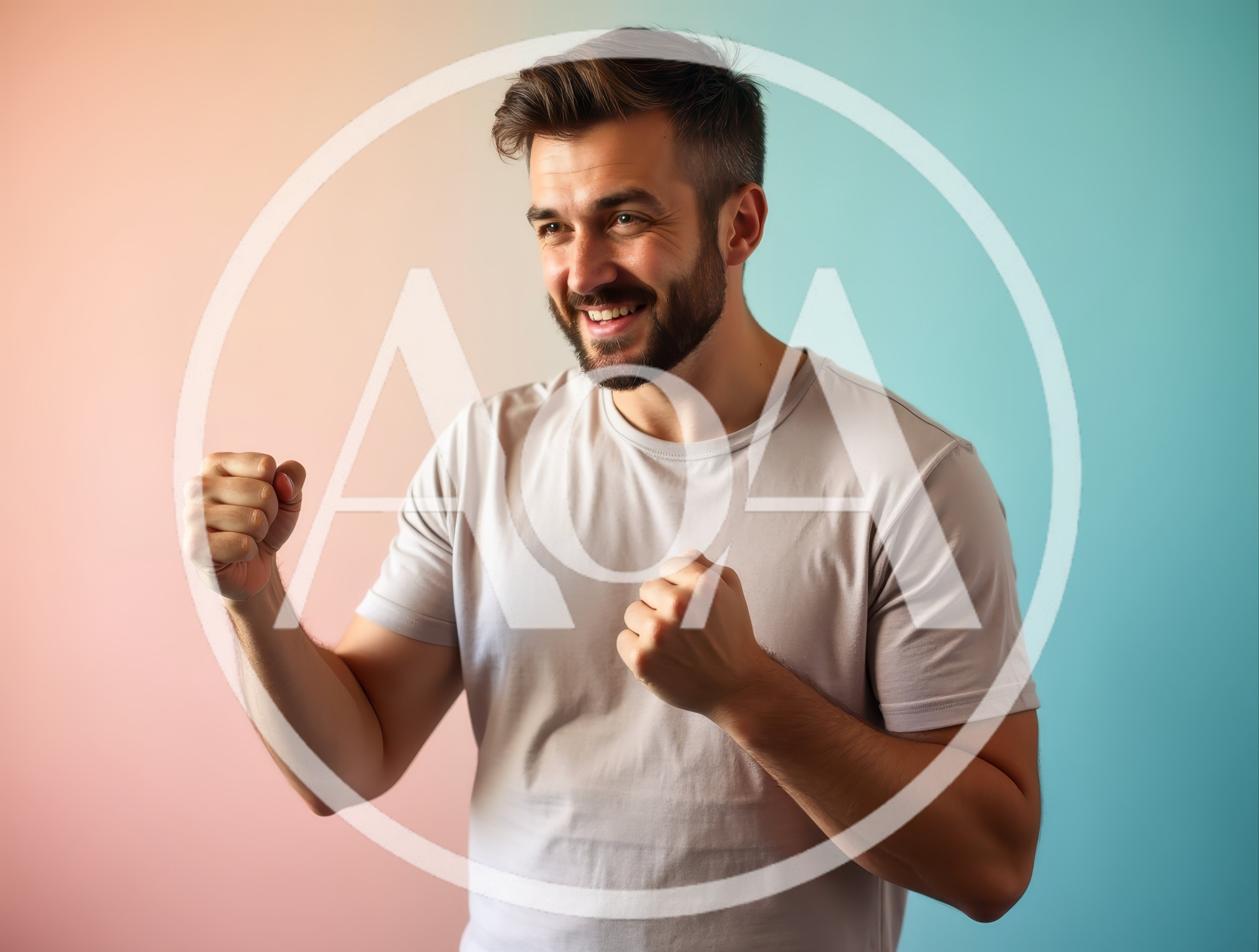 Happy Man Celebrating Success With Clenched Fists