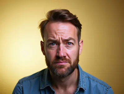 Portrait Of A Man With A Concerned Expression