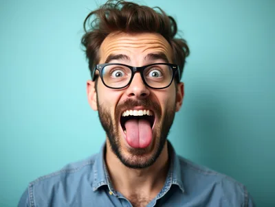 Man With Messy Hair Making A Silly Face