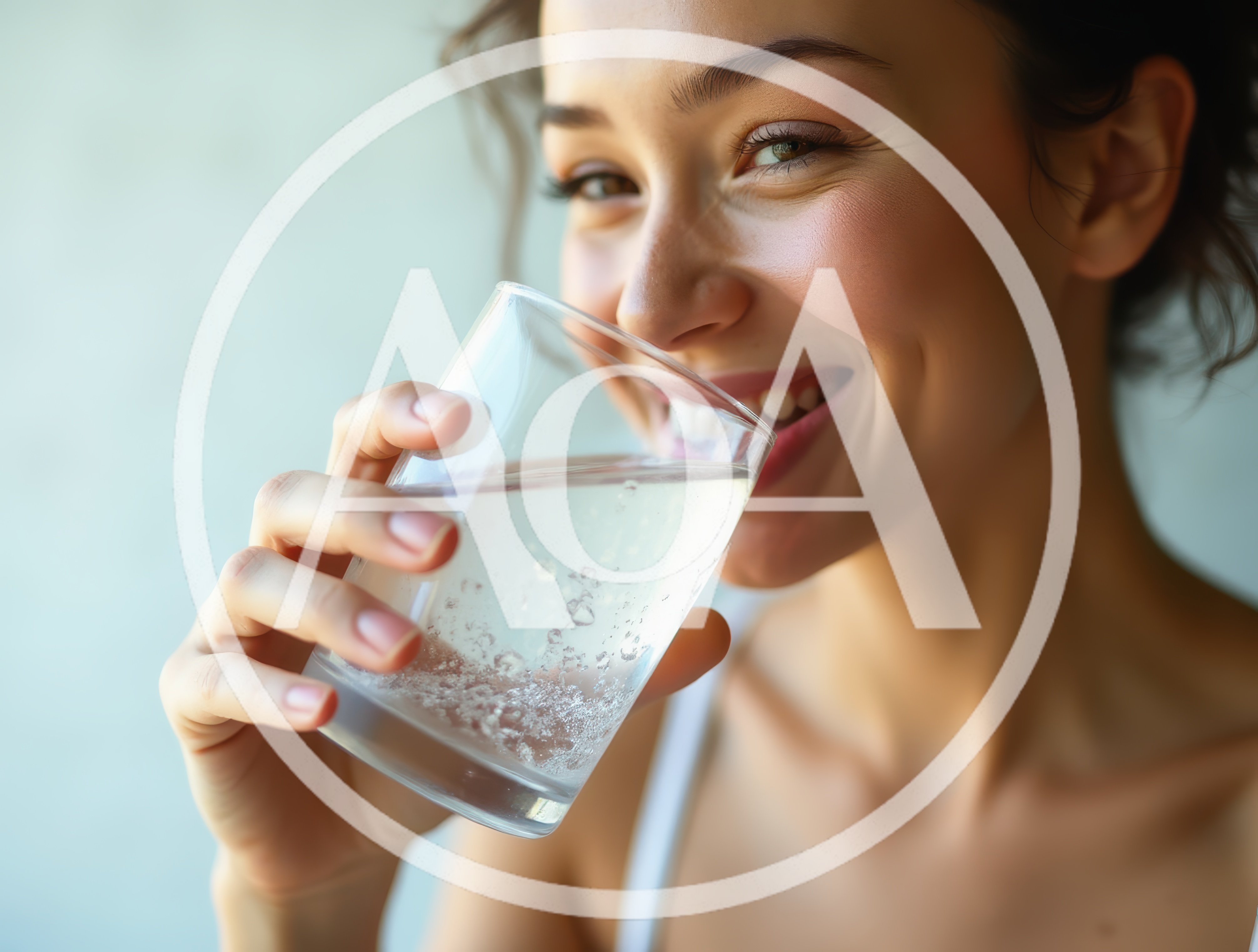 Young Woman Drinking A Glass Of Sparkling Water