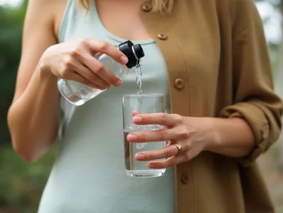 Woman Pouring Fresh Water Into A Glass