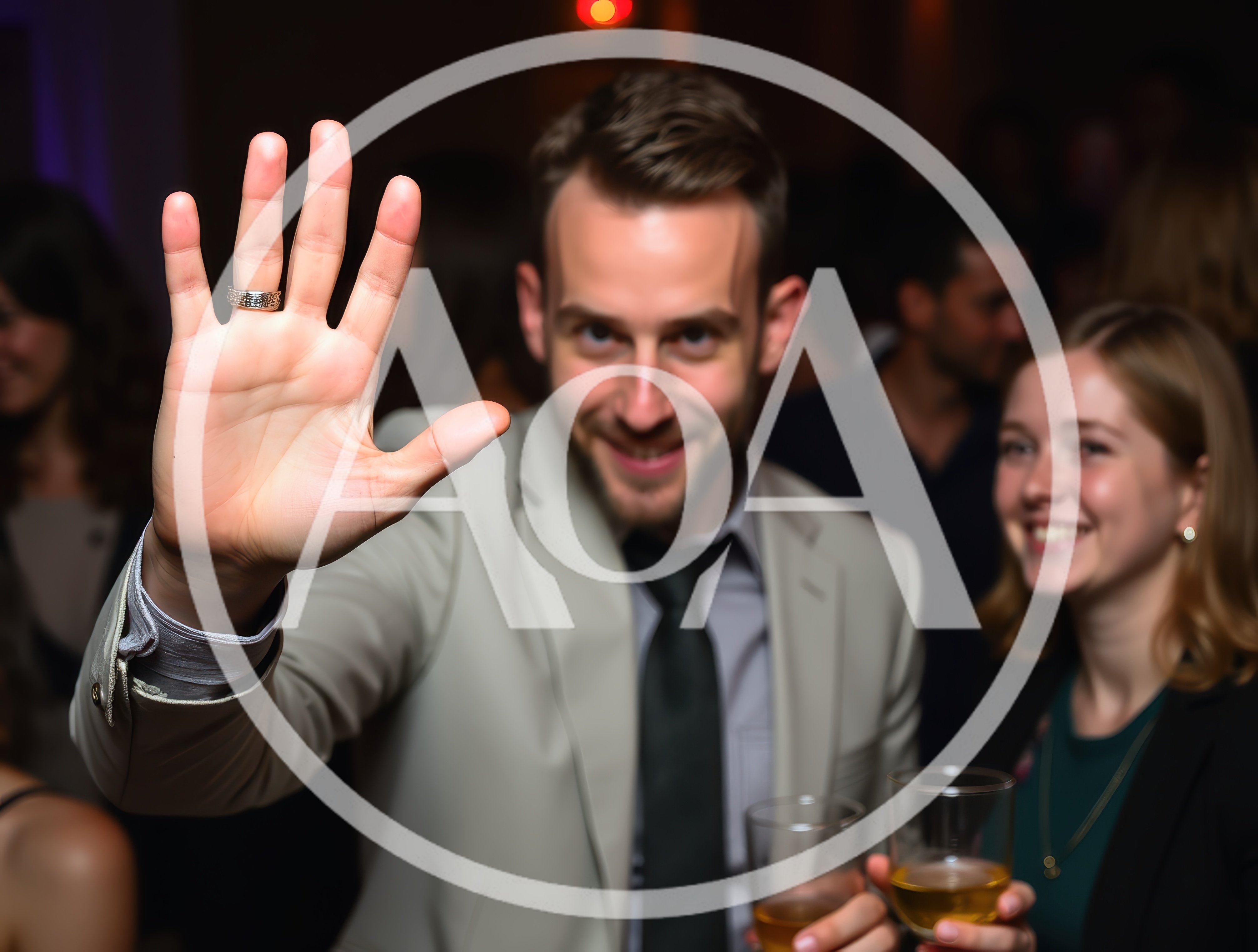 Man Showing Wedding Ring At Social Gathering