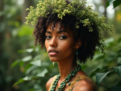 Portrait Of A Beautiful Woman With A Floral Crown